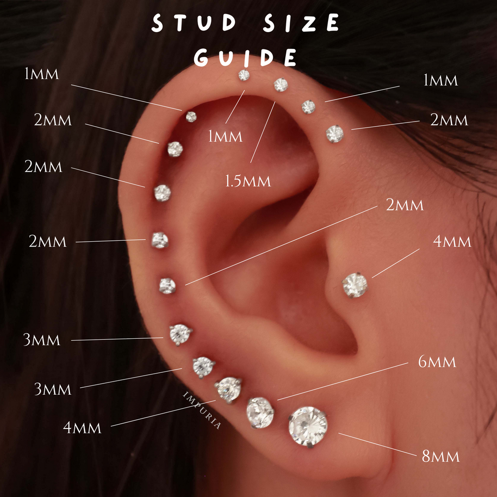 Cartilage Stud Earrings - Ear Piercing Jewelry - Helix - Tragus