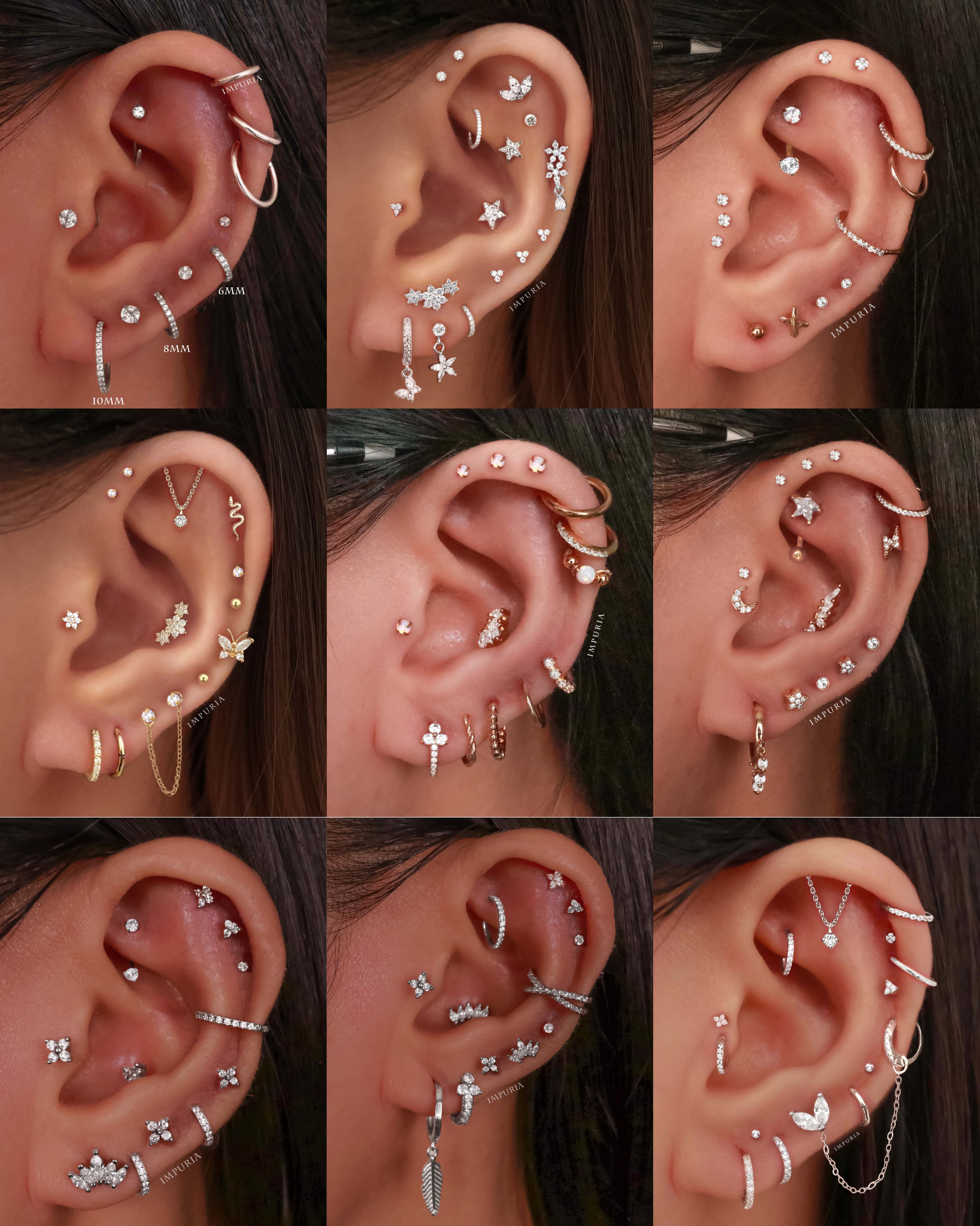 Cartilage Earrings Cute Multiple Ear Piercing Curation Ideas for Women - www.Impuria.com#earpiercings