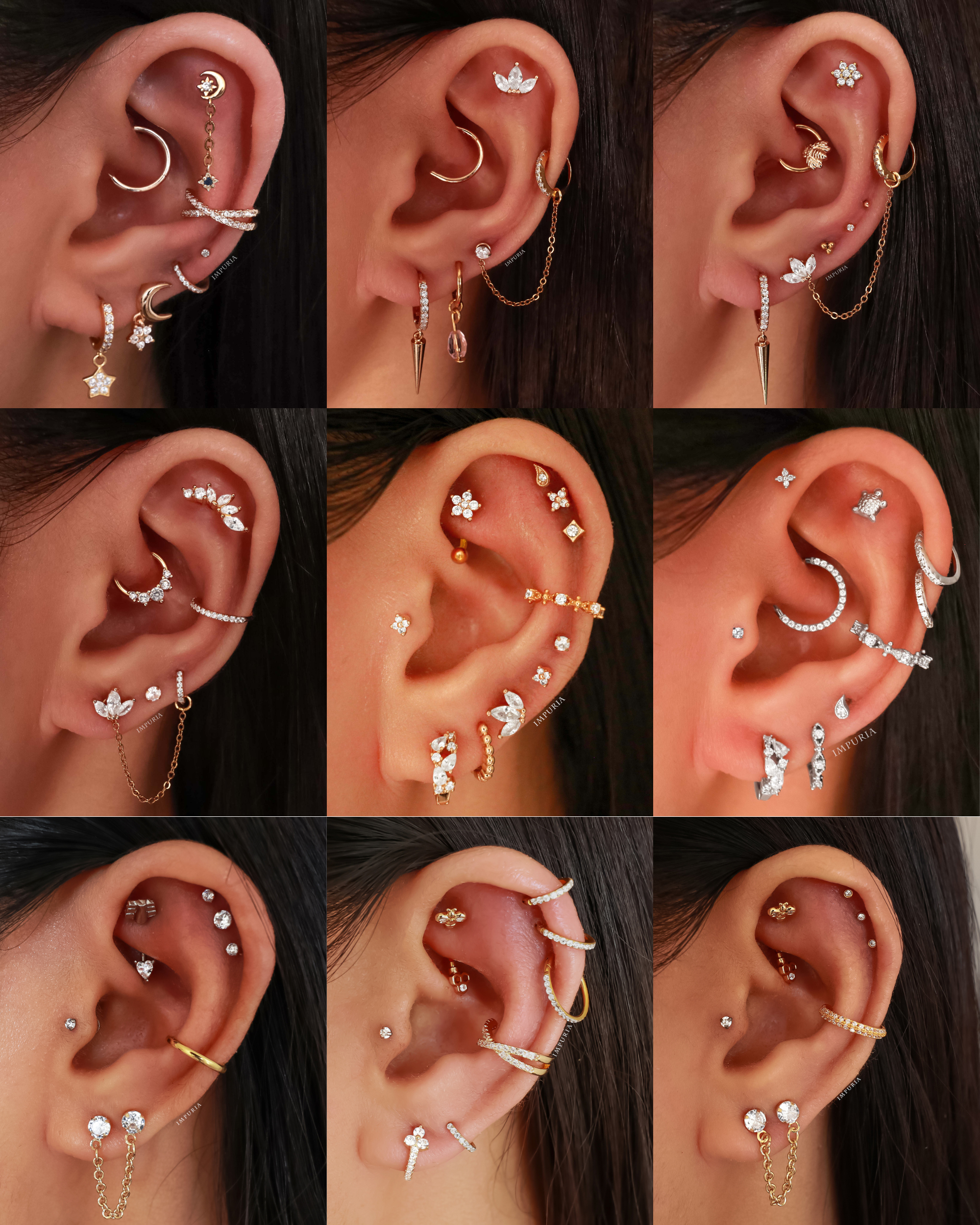 Cute Multiple Ear Piercing Jewelry Ideas for Women Cute Cartilage Internally Threaded Earring Studs for Women - www.Impuria.com #earpiercings