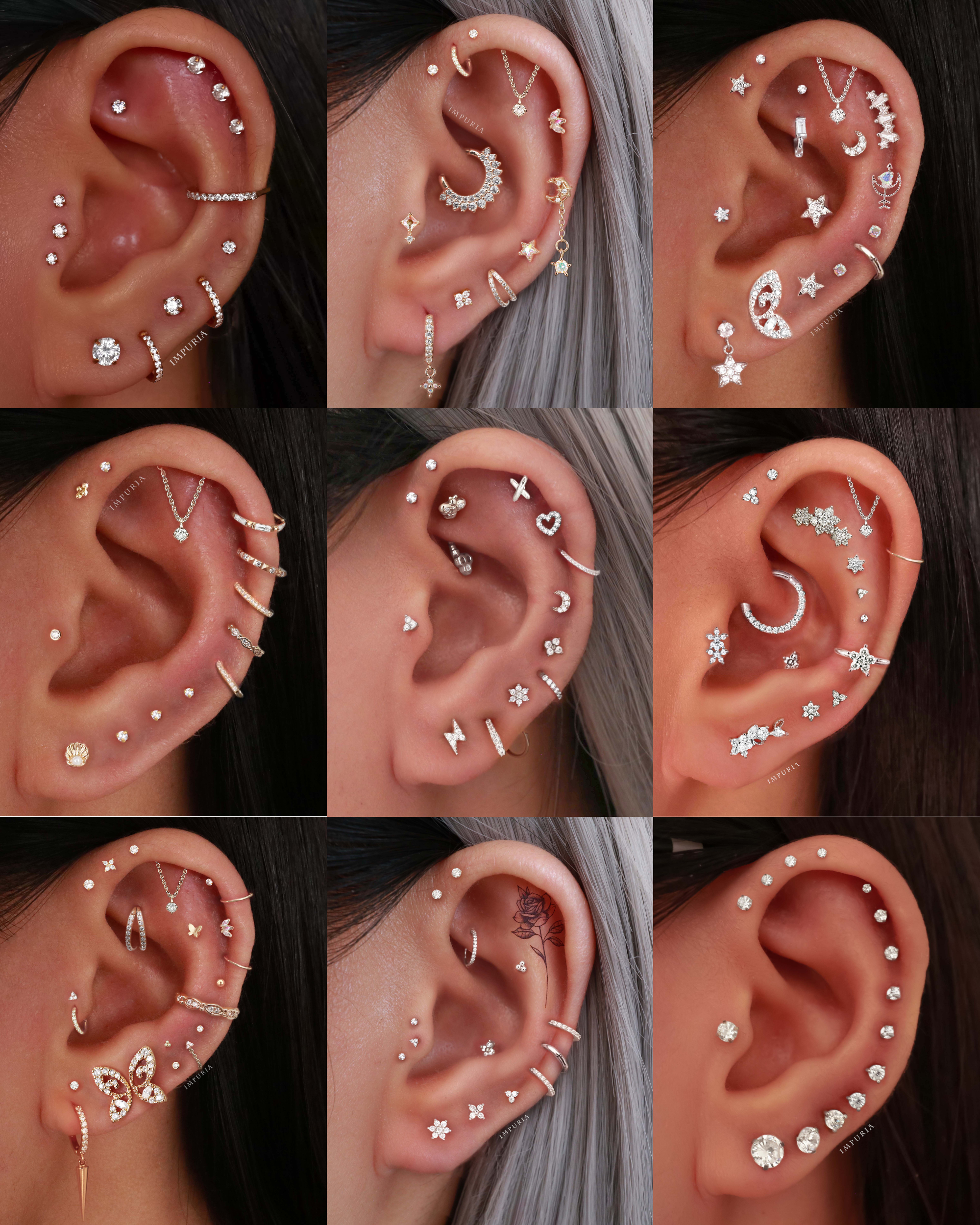Pretty Cute Multiple Ear Piercing Curation Ideas Internally Threaded Stainless Steel Cartilage Earring Studs for Women - www.Impuria.com #earpiercings