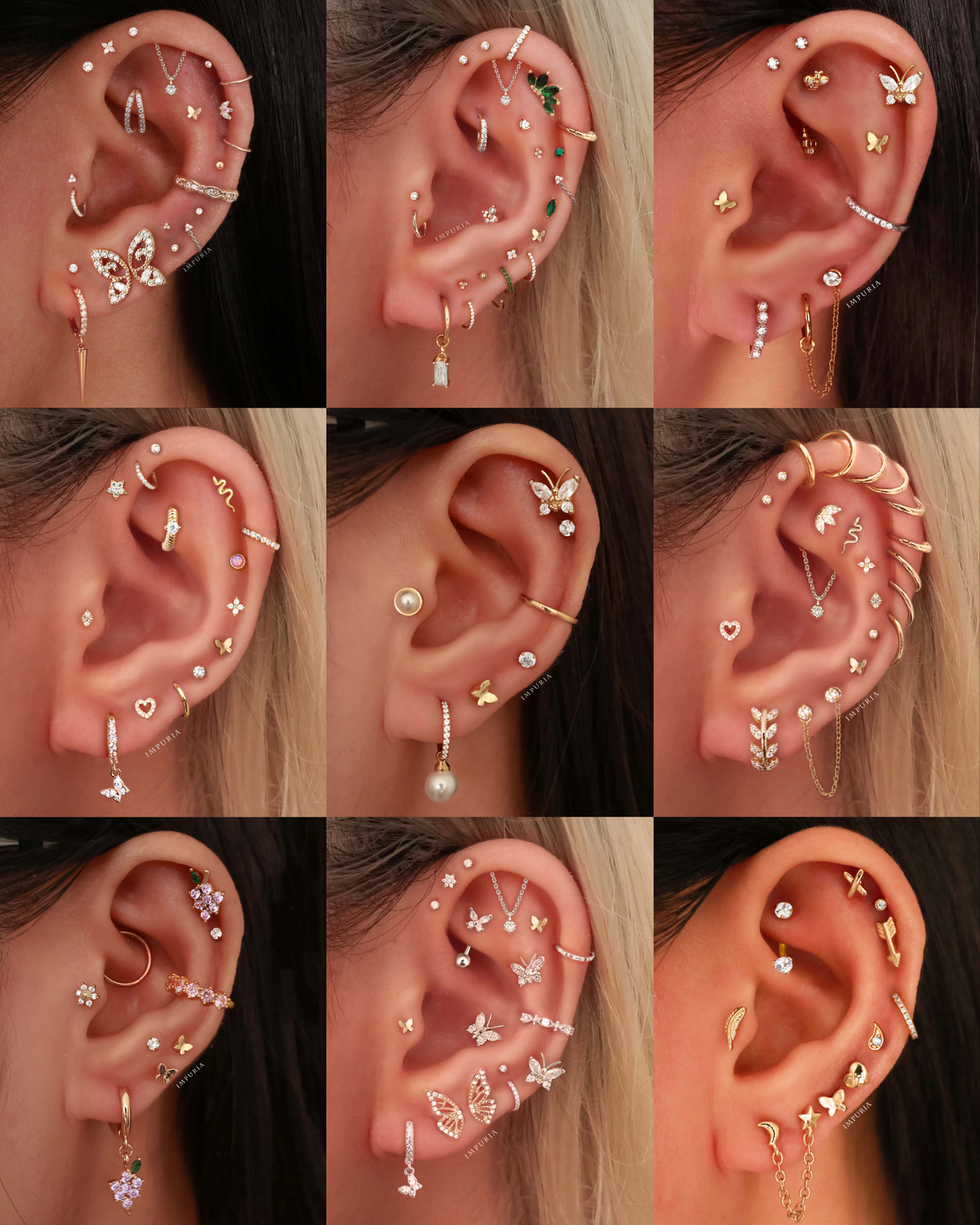 Cute Butterfly Cartilage Earring Studs - Simple Multiple Ear Piercing Curation Ideas for Women - www.Impuria.com #earpiercings