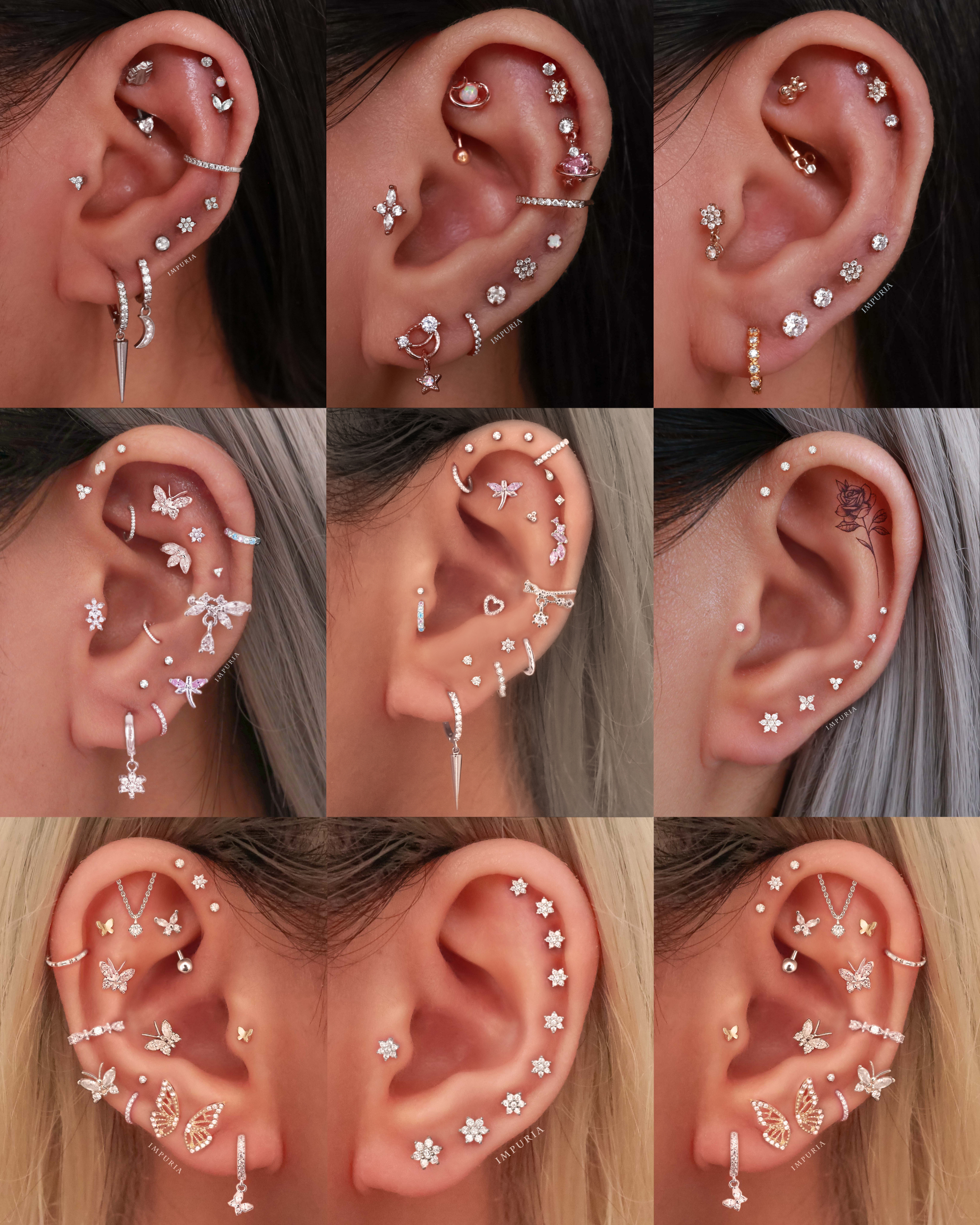 Posy Flower 14K Gold Flat Back Stud