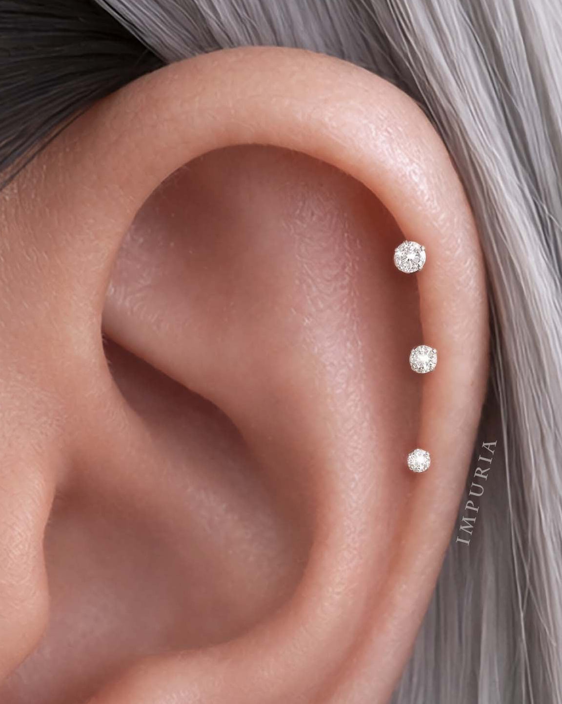 triple helix piercing flat back earring stud 16G