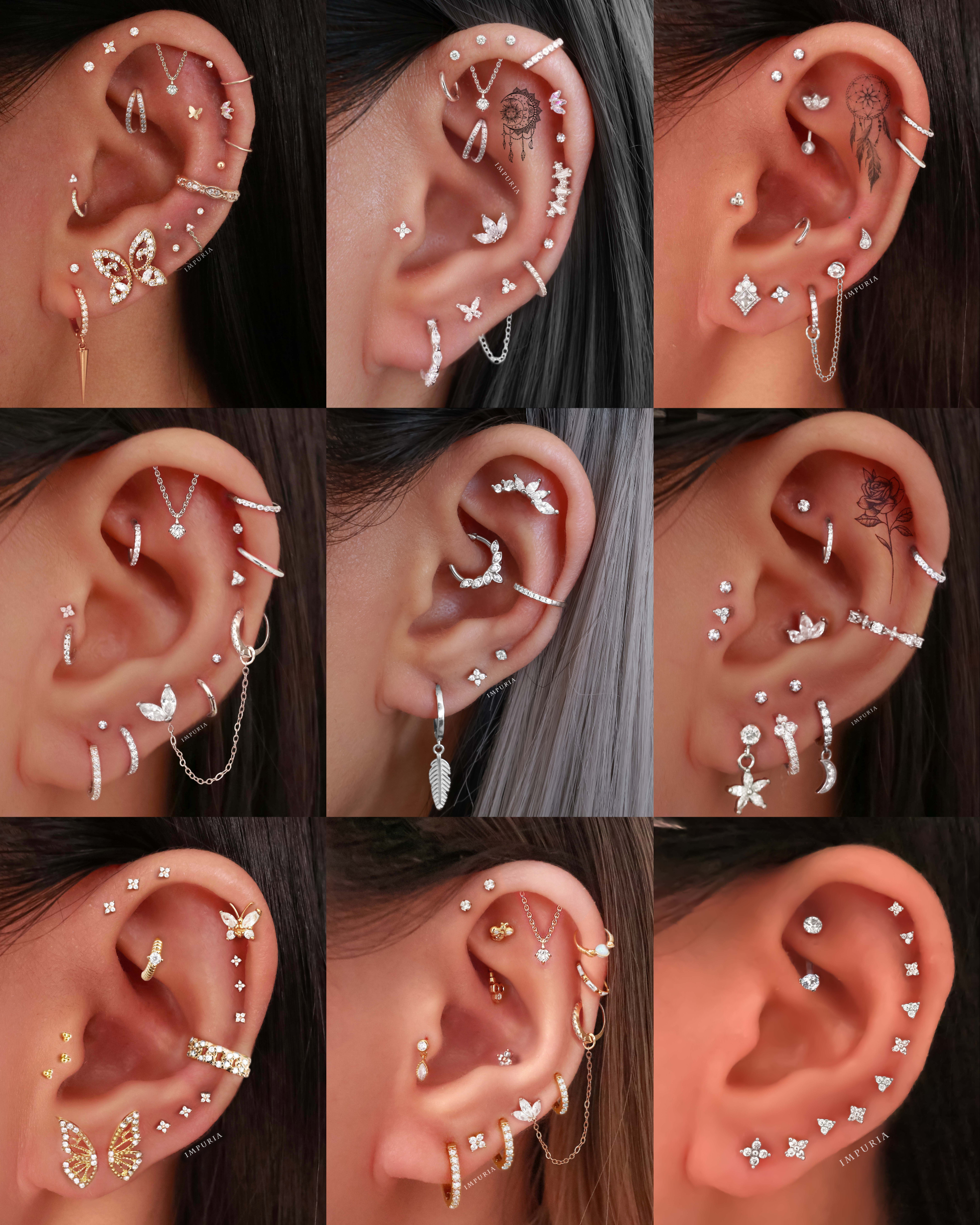 Clover Cartilage Earring Stud Interesting Aesthetic Ear Piercing Curation Ideas for Women - www.Impuria.com #earpiercings