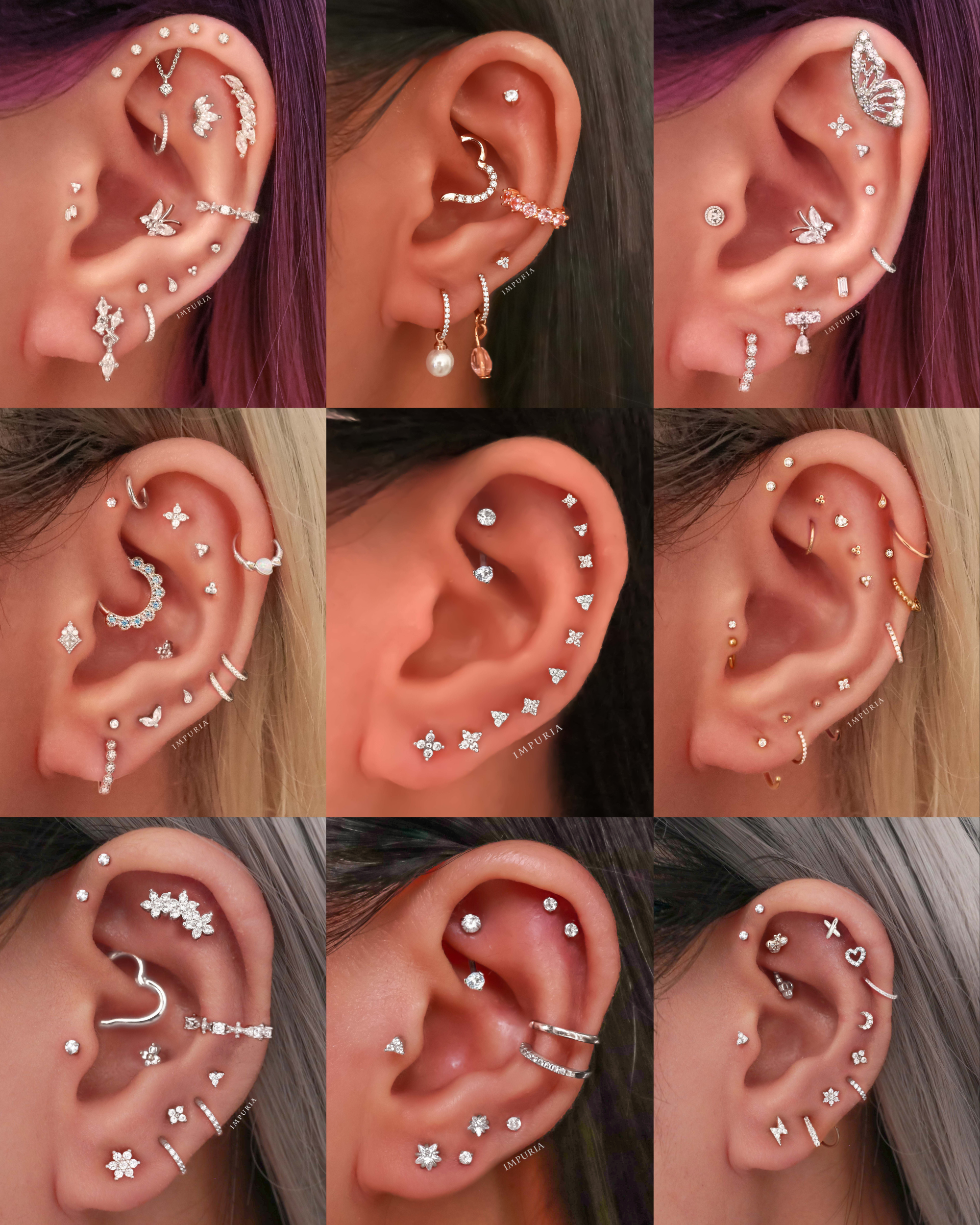 Cartilage Multiple Ear Piercing Ideas for Women - www.Impuria.com #earpiercings