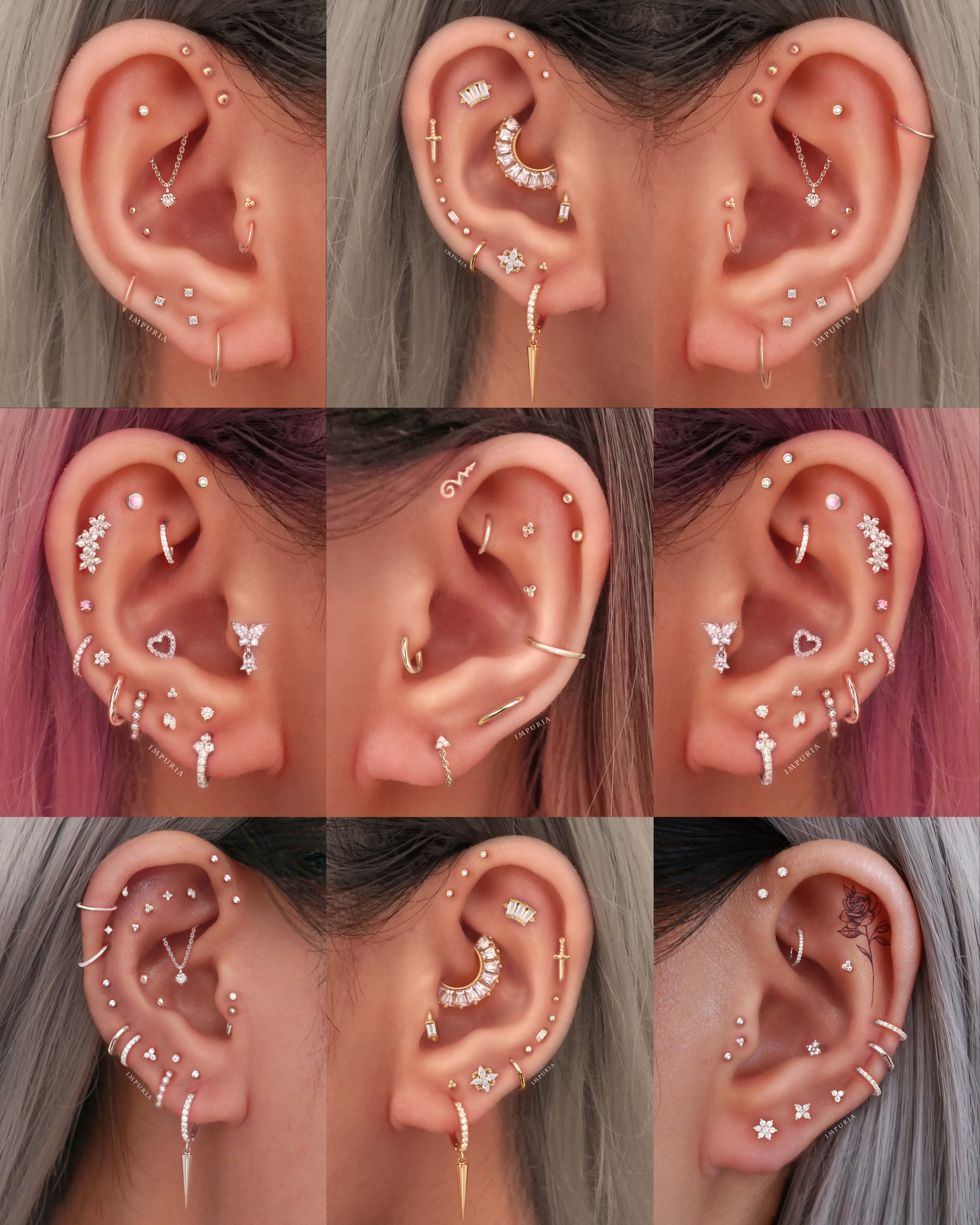 Stainless Steel Trinity Cartilage Earring Stud Cute Multiple Ear Piercing Curation Ideas for Women - www.Impuria.com #earpiercings