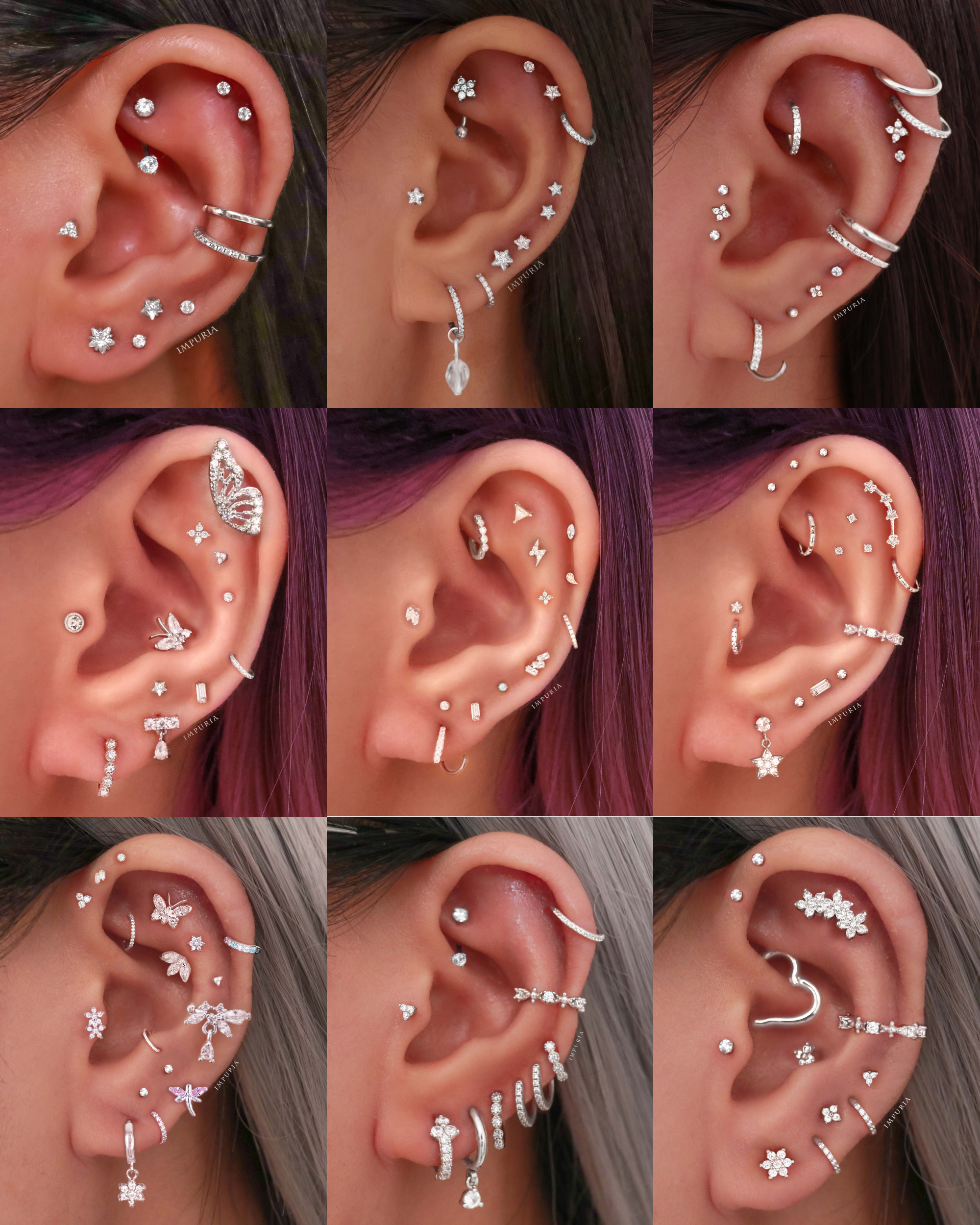 Cartilage Earrings Ring Hoops - Pretty Multiple Ear Piercing Ideas for Women - www.Impuria.com