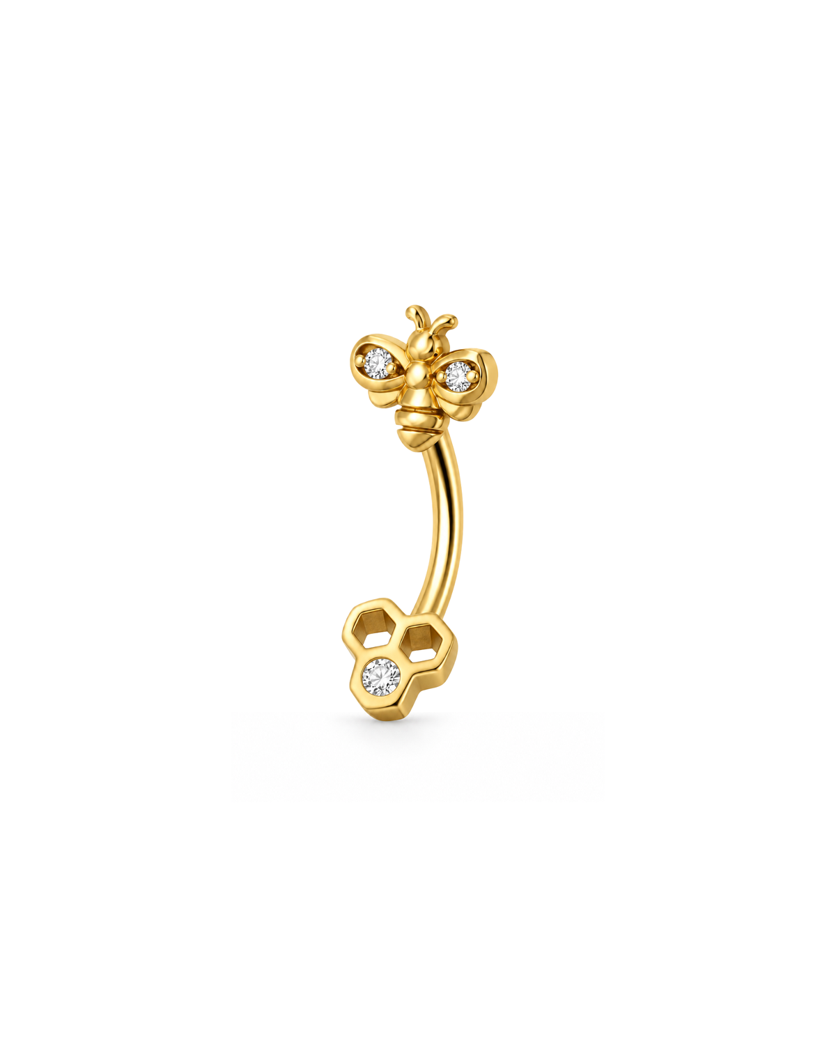 Bumble Bee Curved Barbell rook piercing jewelry gold