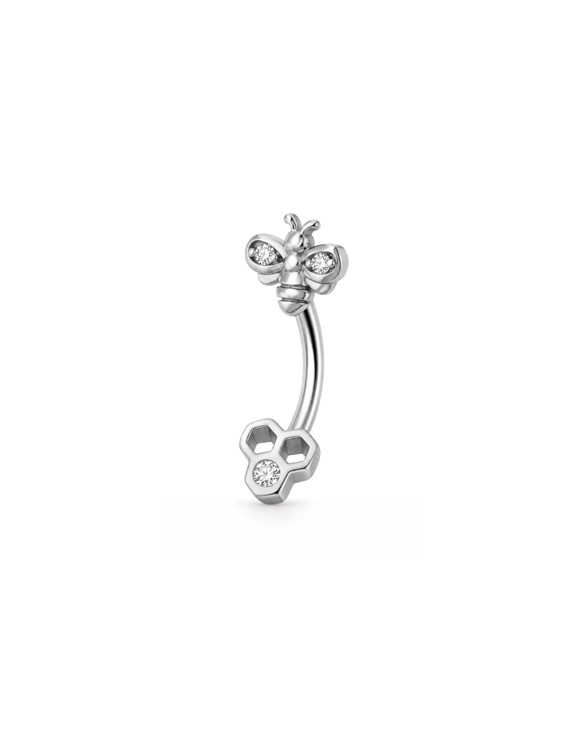 Bumble Bee Curved Barbell rook piercing jewelry silver