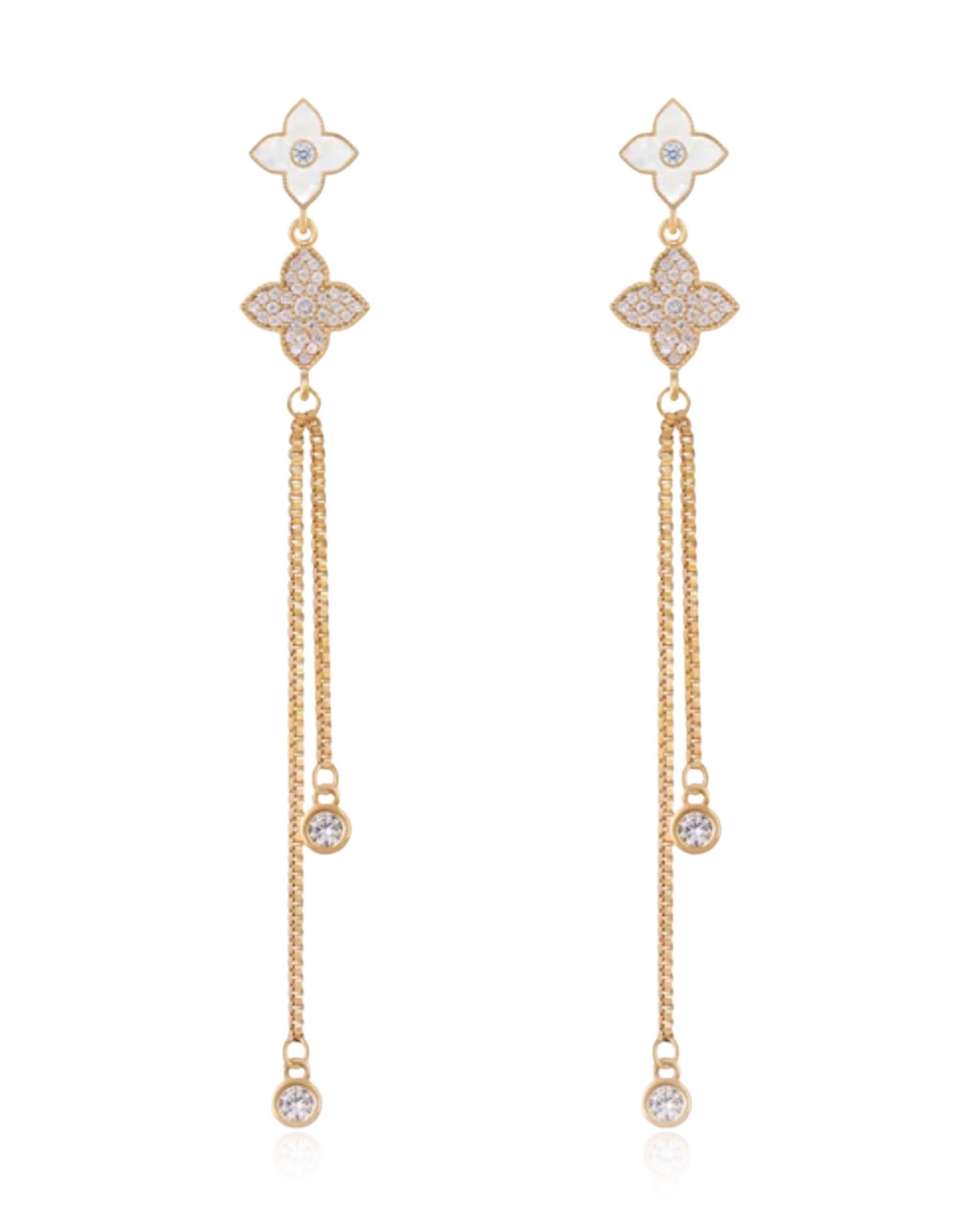 Clover Chain Dangle Earring Studs for Women - www.Impuria.com #earrings