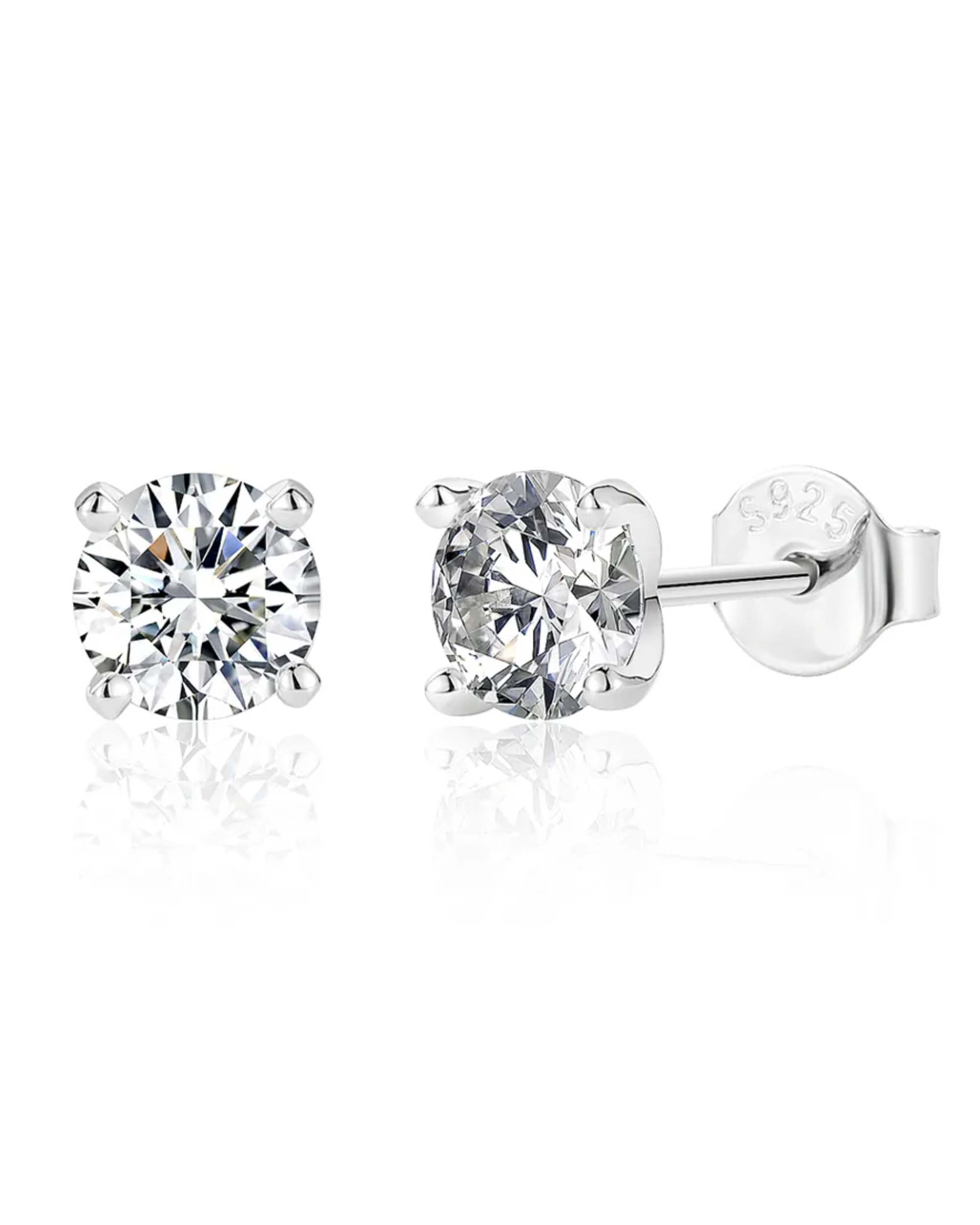 Moissanite Earrings Studs in Sterling Silver for Women- www.Impuria.com