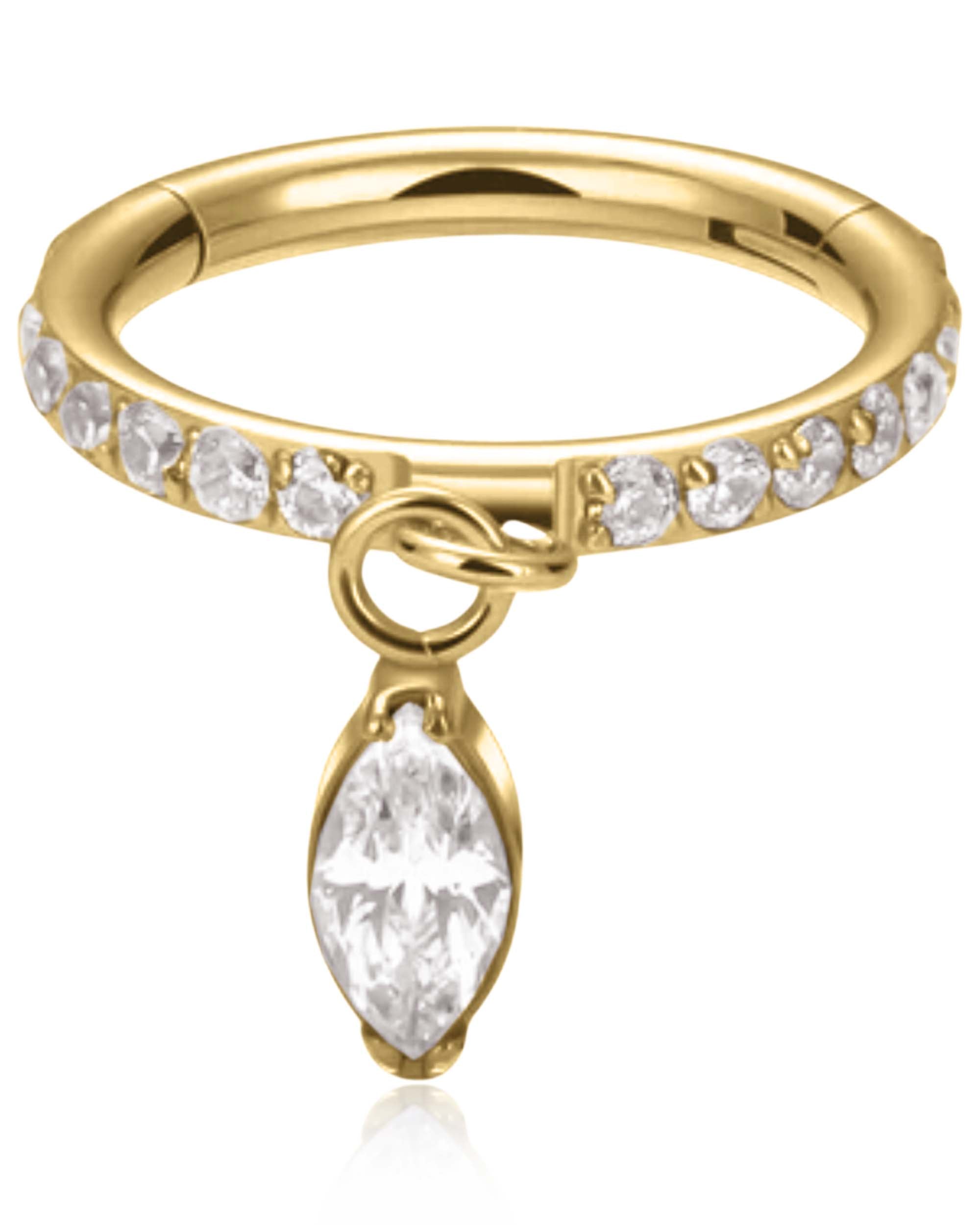 Marquise Ring Hoop Clicker 16G Ear Piercing Jewelry - www.Impuria.com #earpiercings