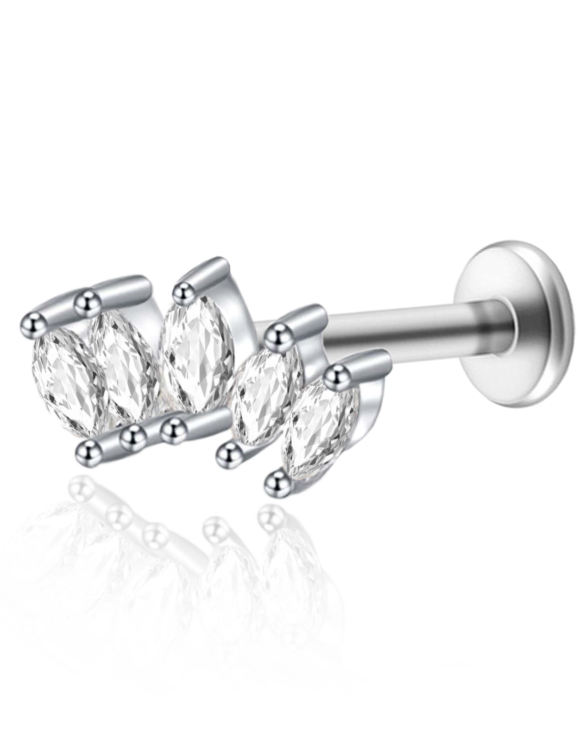 5 Marquise Titanium Ear Piercing Jewelry Cartilage Earring Stud 16G Internally Threaded - www.Impuria.com #earpiercings