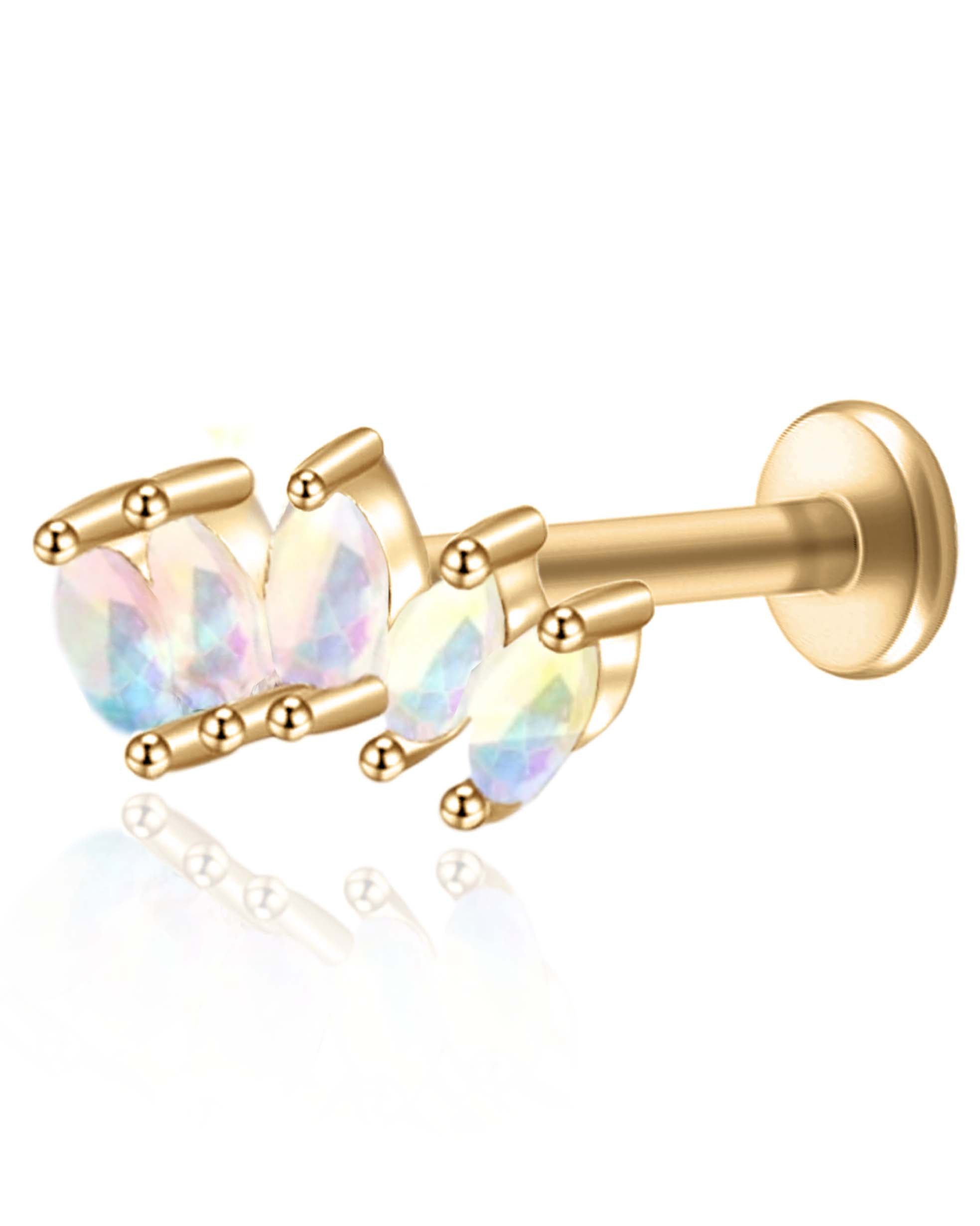 5 Marquise Titanium Ear Piercing Jewelry Cartilage Earring Stud 16G Internally Threaded - www.Impuria.com #earpiercings