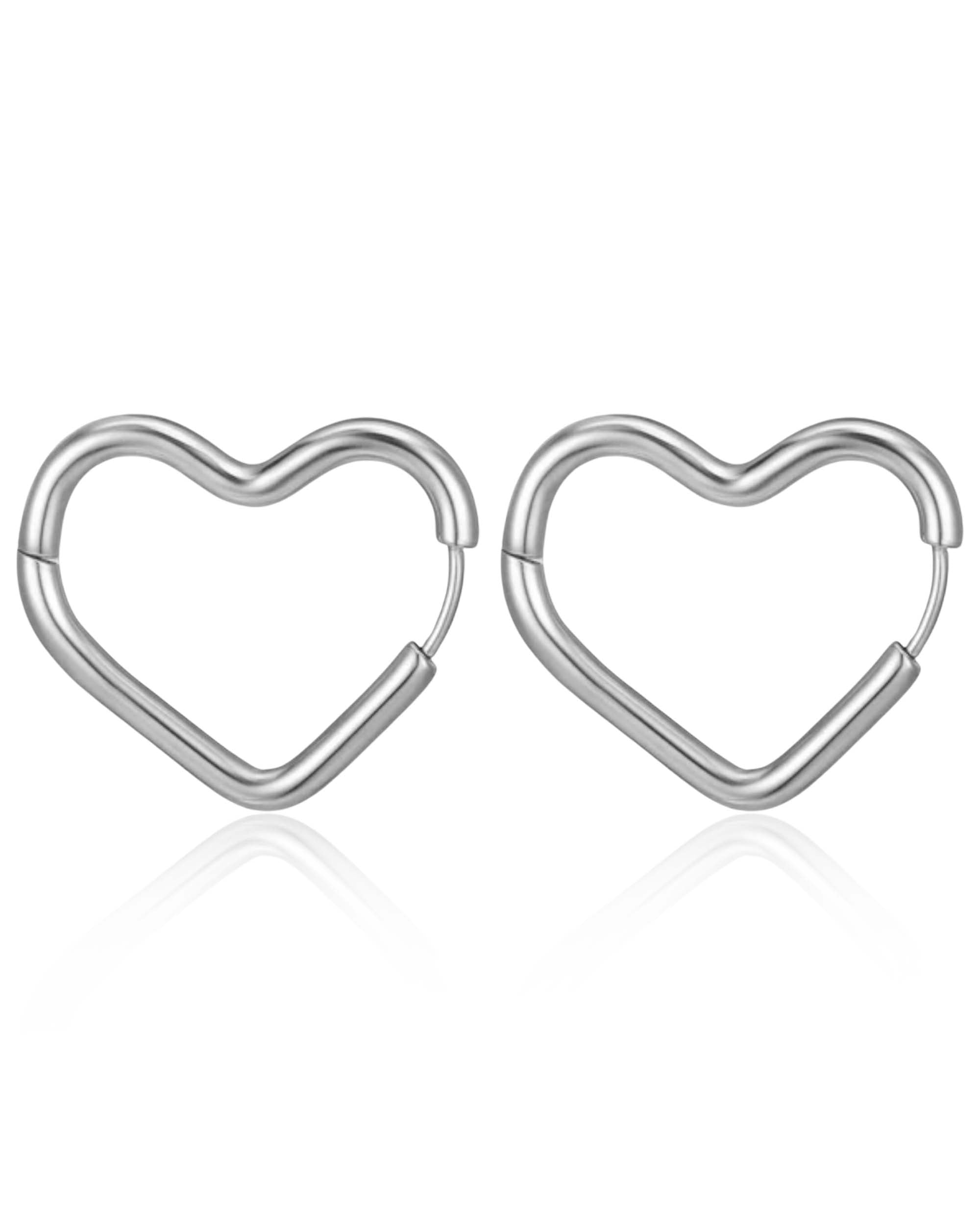 Pretty Heart Huggie Hoop Earrings for Women in 316L Surgical Stainless Steel - www.Impuria.com #earrings