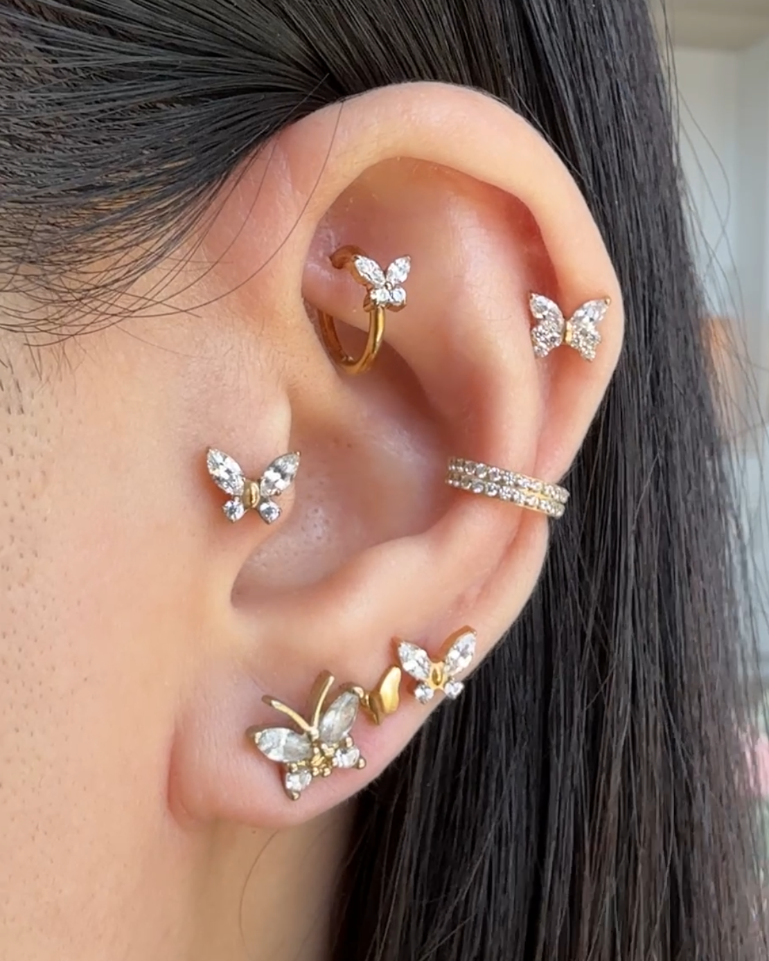 butterfly flat back earring stud cartilage barbell 16G surgical stainless steel - www.Impuria.com #earpiercings