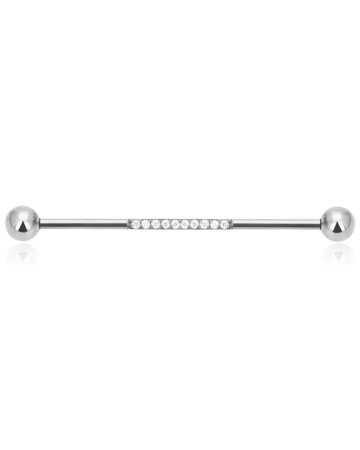 Gold Industrial Barbell Piercing Jewelry Earring Body Jewellery for Women Crystal Pave - www.Impuria.com