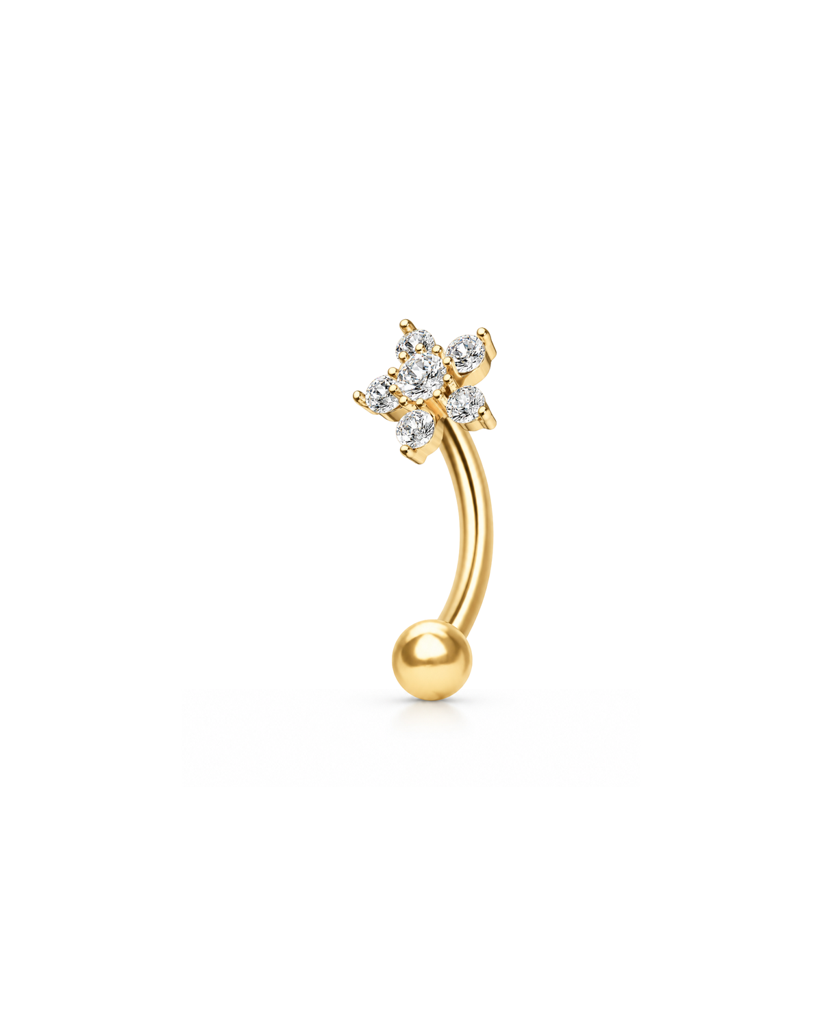 flower curved barbell rook piercing earring jewelry in gold