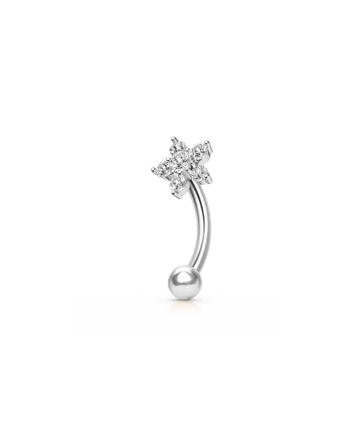 flower curved barbell rook piercing earring jewelry in silver