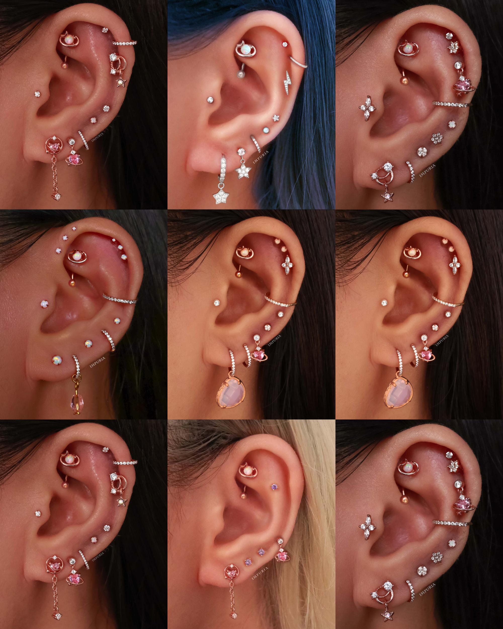 Opal Celestial Moon Rook Earring Curved Barbell 16G - Interesting Ear Piercing Curation Ideas for Women - www.Impuria.com #earpiercings