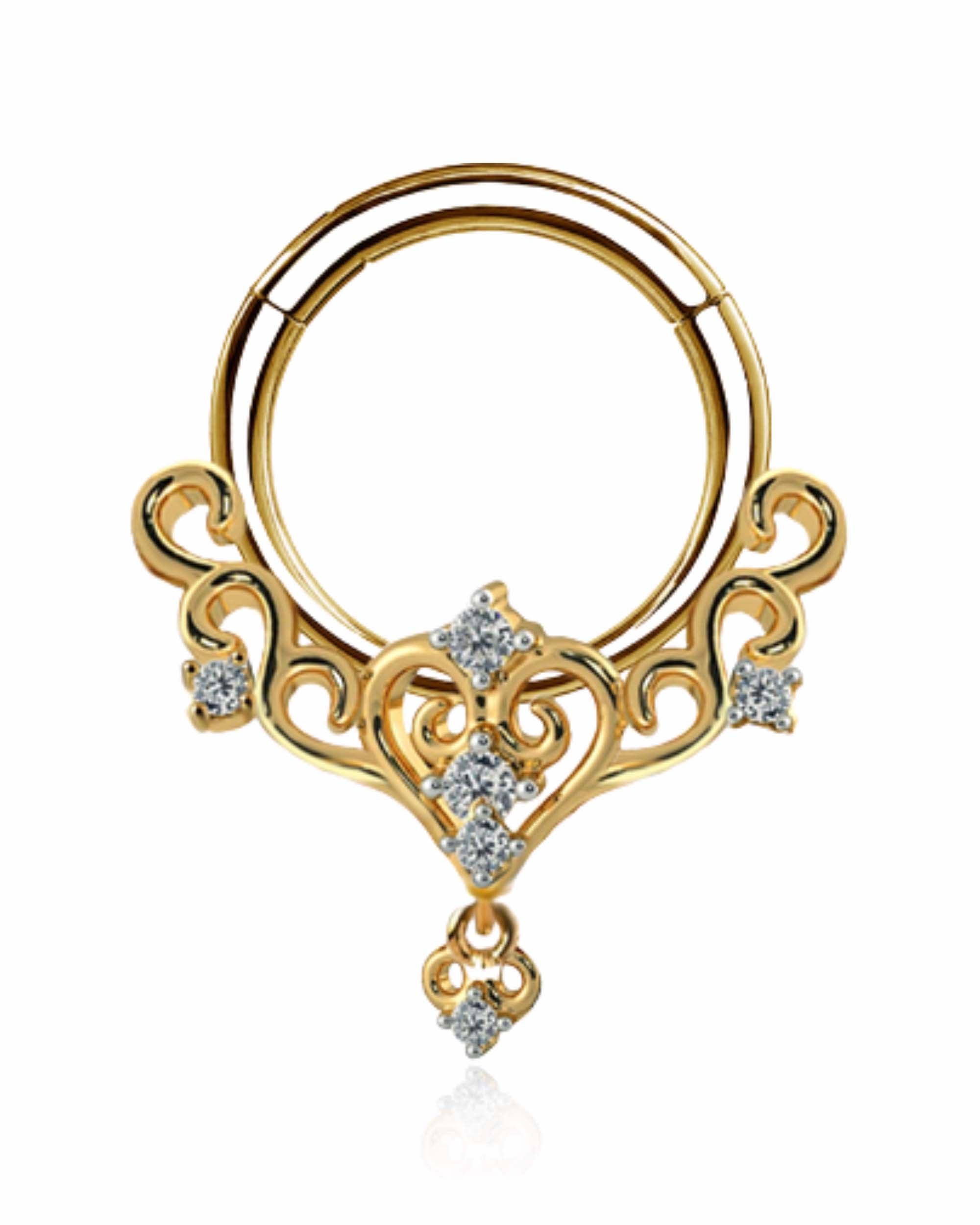 Sapphira Crystal Daith Ear Piercing Ring Hoop Clicker