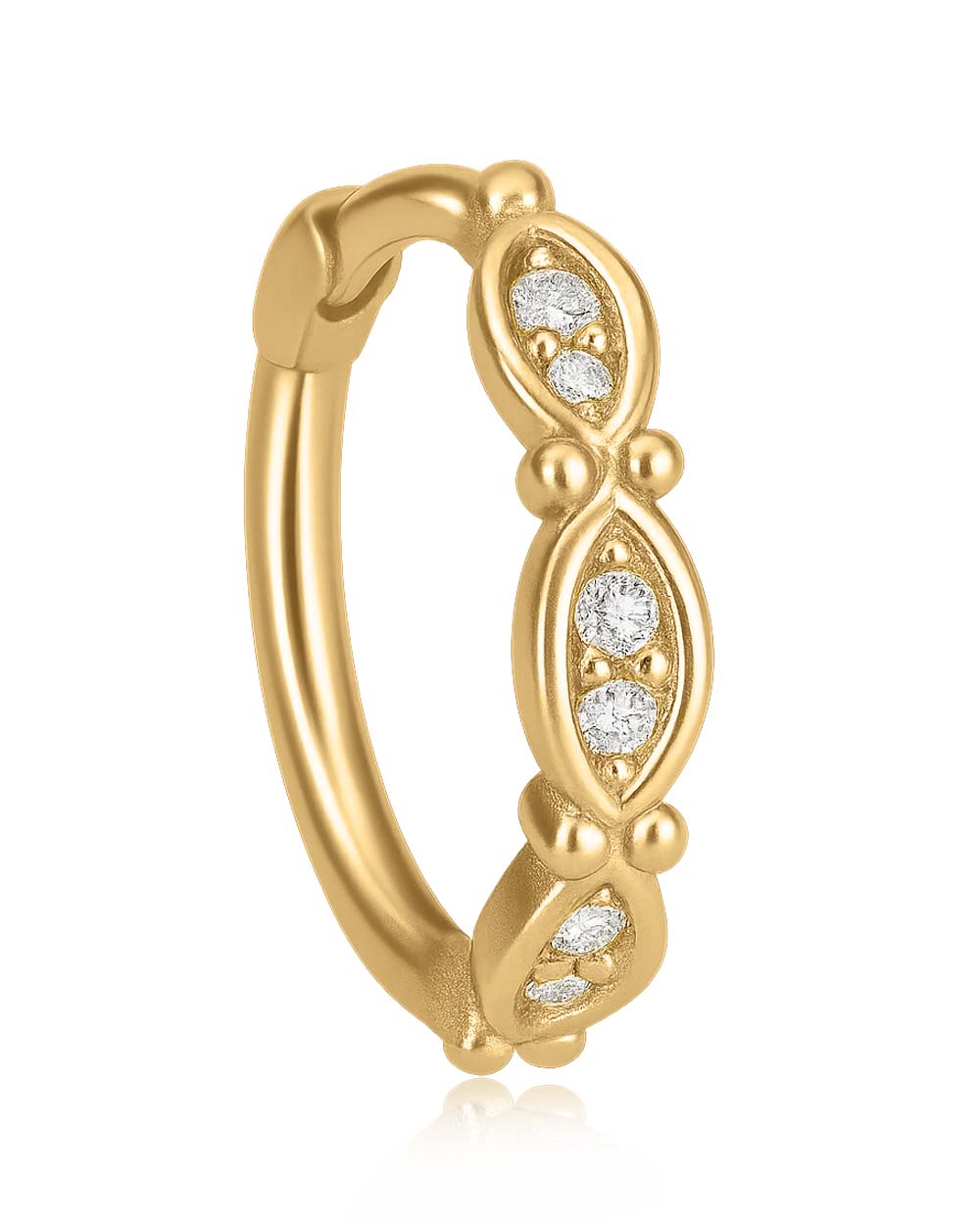 Milgrain Cartilage Hoop Earring Clicker Helix 16G Surgical Stainless Steel - www.Impuria.com