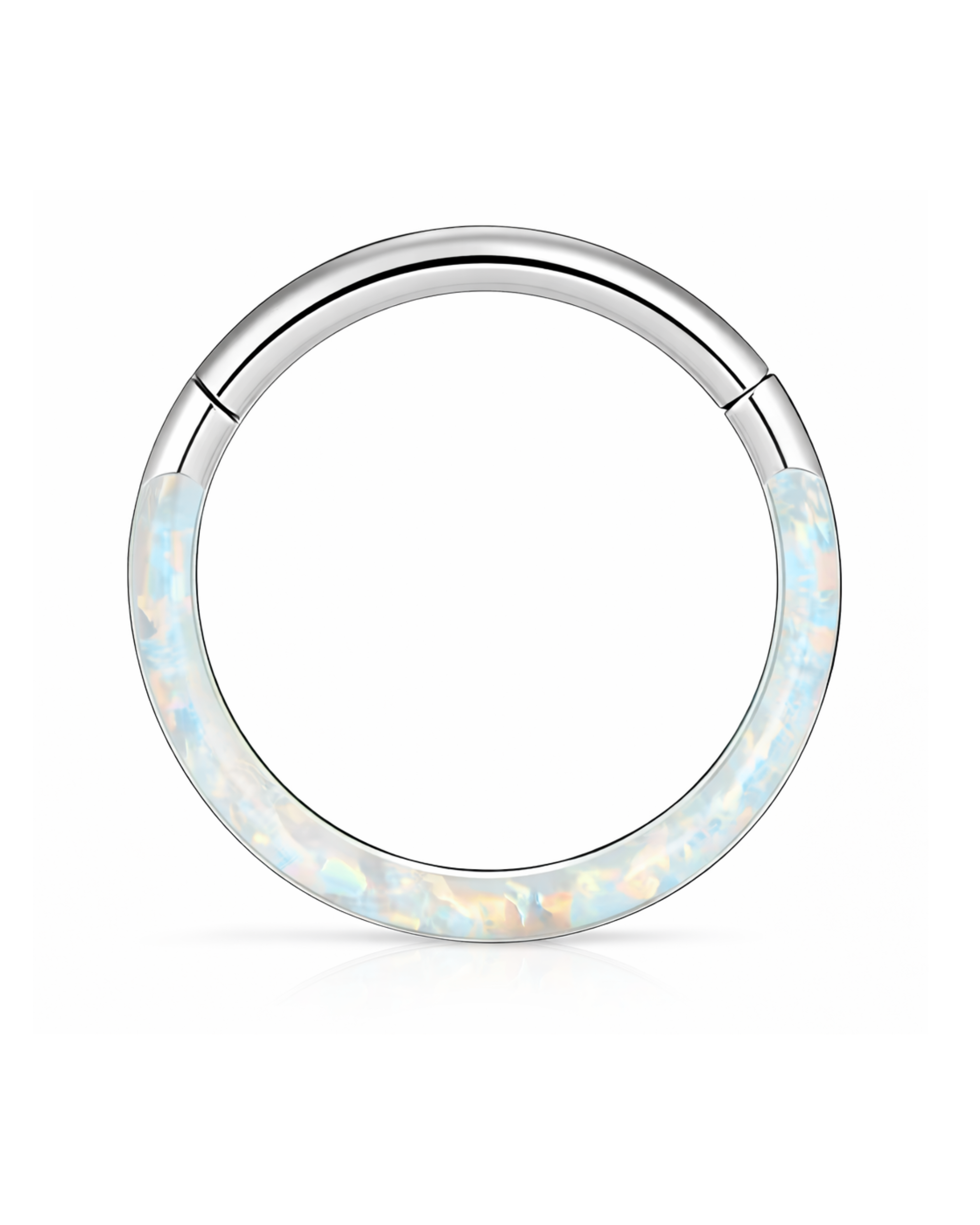 opal daith clicker ring hoop 16G in titanium from impuria jewelry