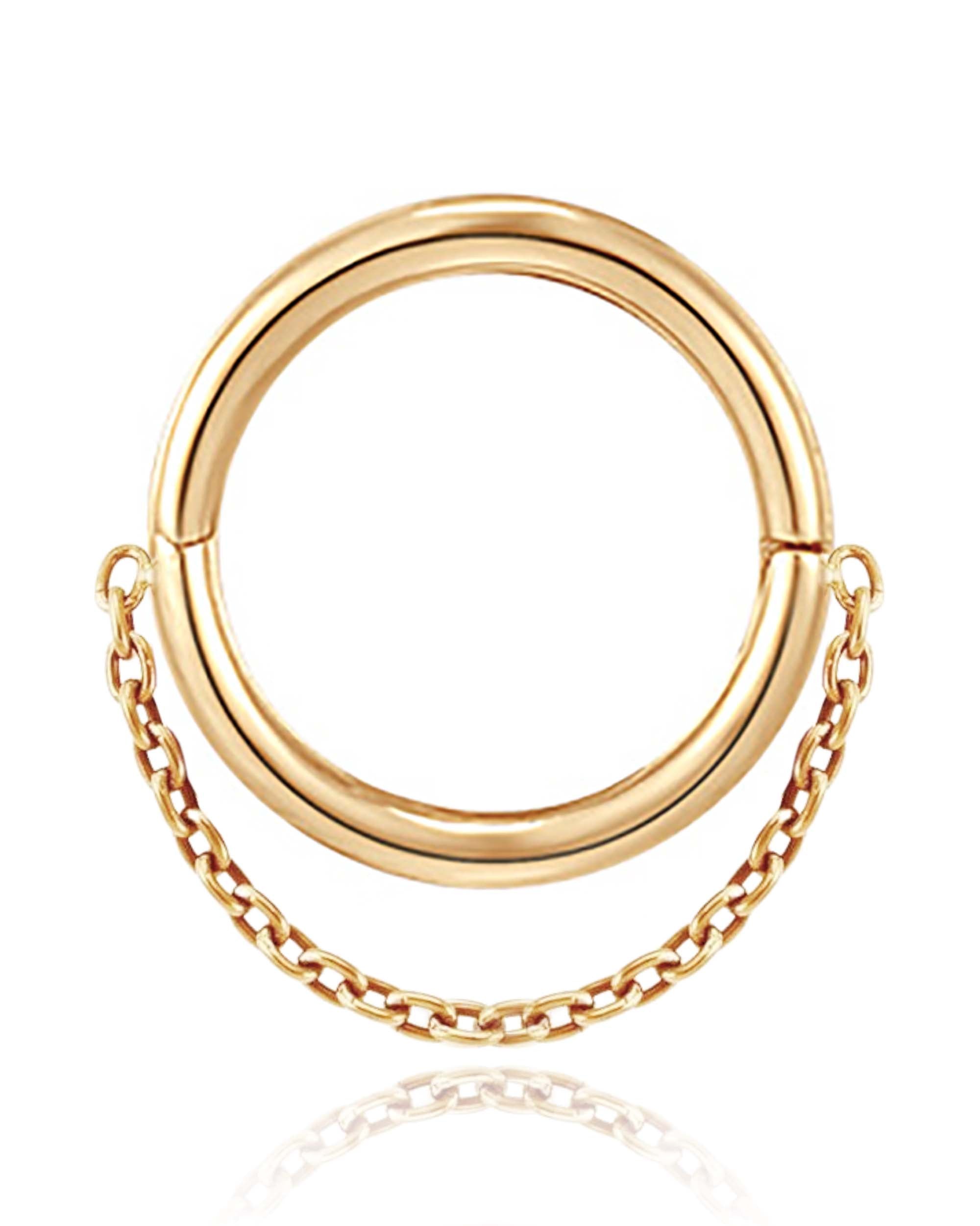 Cartilage Hoop Earring with Single Chain Helix Conch Piercing Jewelry in Titanium - www.Impuria.com