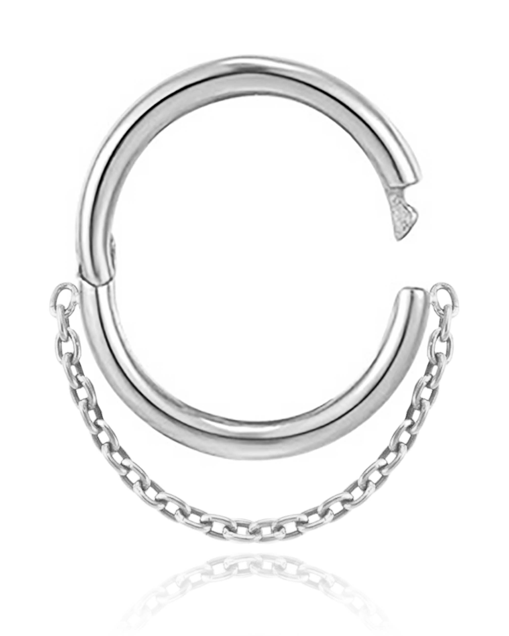 Cartilage Hoop Earring with Single Chain Helix Conch Piercing Jewelry in Titanium - www.Impuria.com