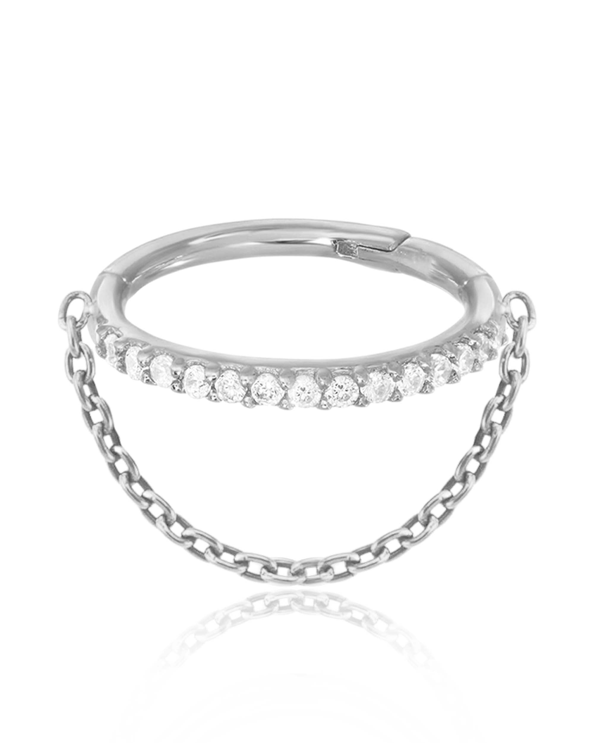 Cartilage Hoop Earring with Single Chain Helix Conch Piercing Jewelry in Titanium - www.Impuria.com