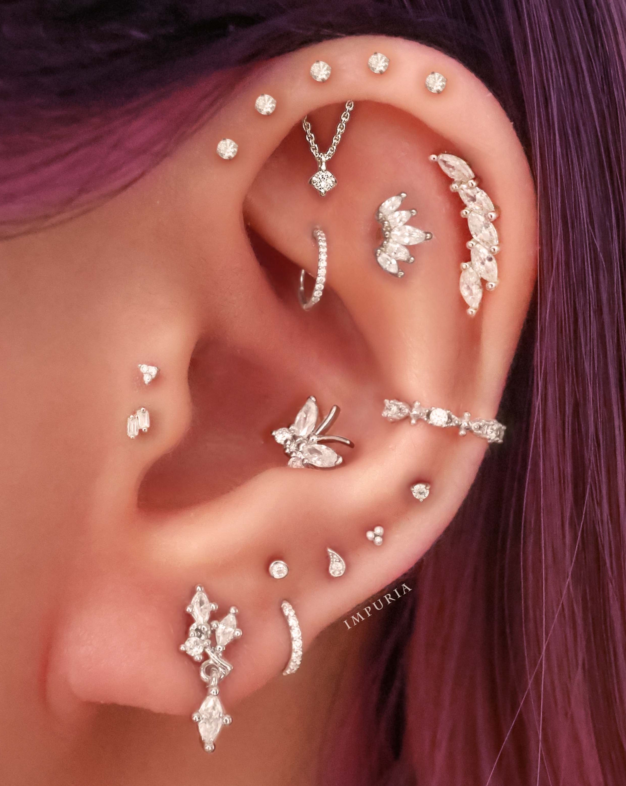 Marquise Titanium Cartilage Earring Studs for Women Cute Multiple Ear Piercing Curation Ideas for Women - www.Impuria.com #earpiercings