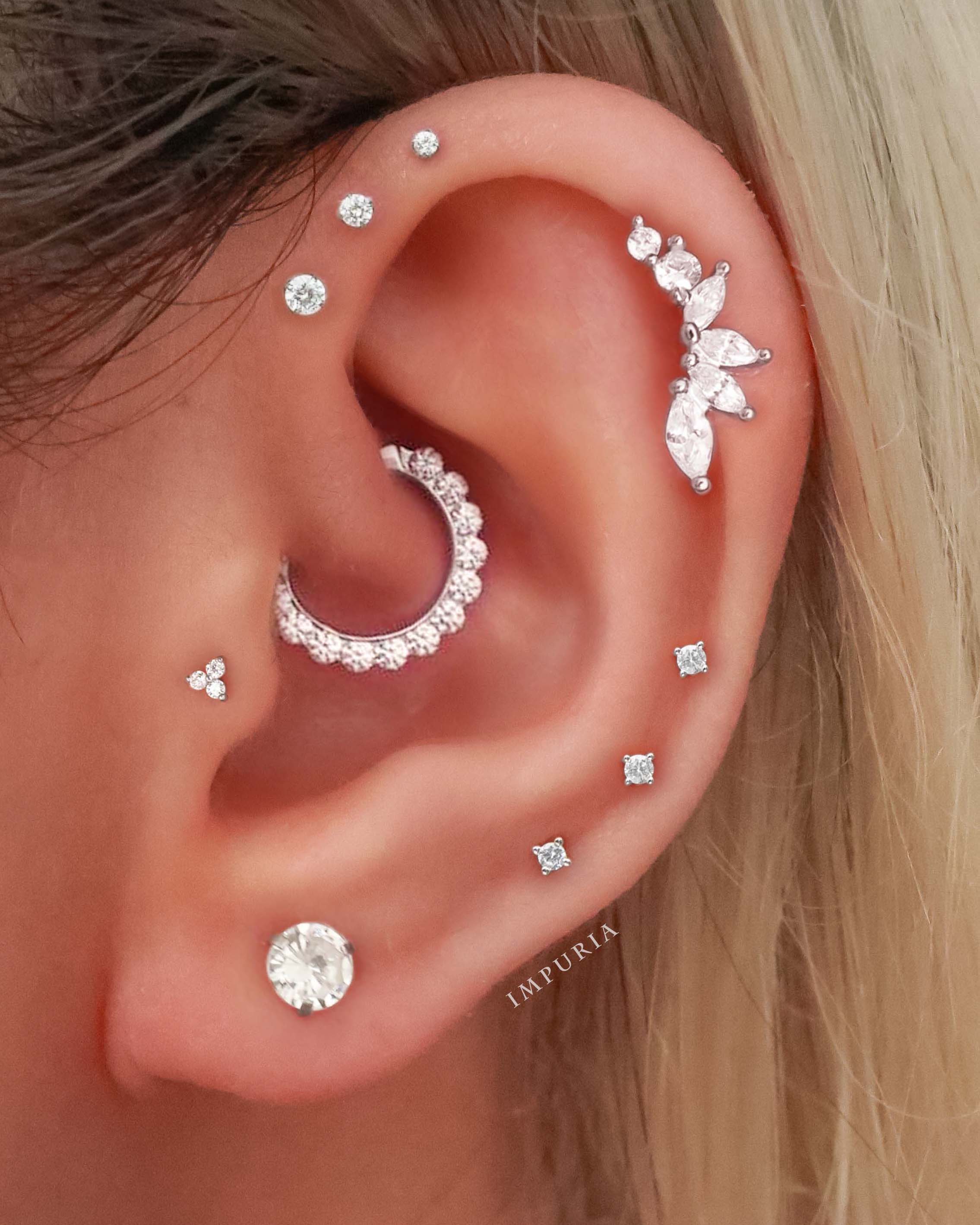 Crystal Daith Ring Hoop Earring Simple Ear Piercing Curation Styling Inspiration Ideas for Women - www.Impuria.com