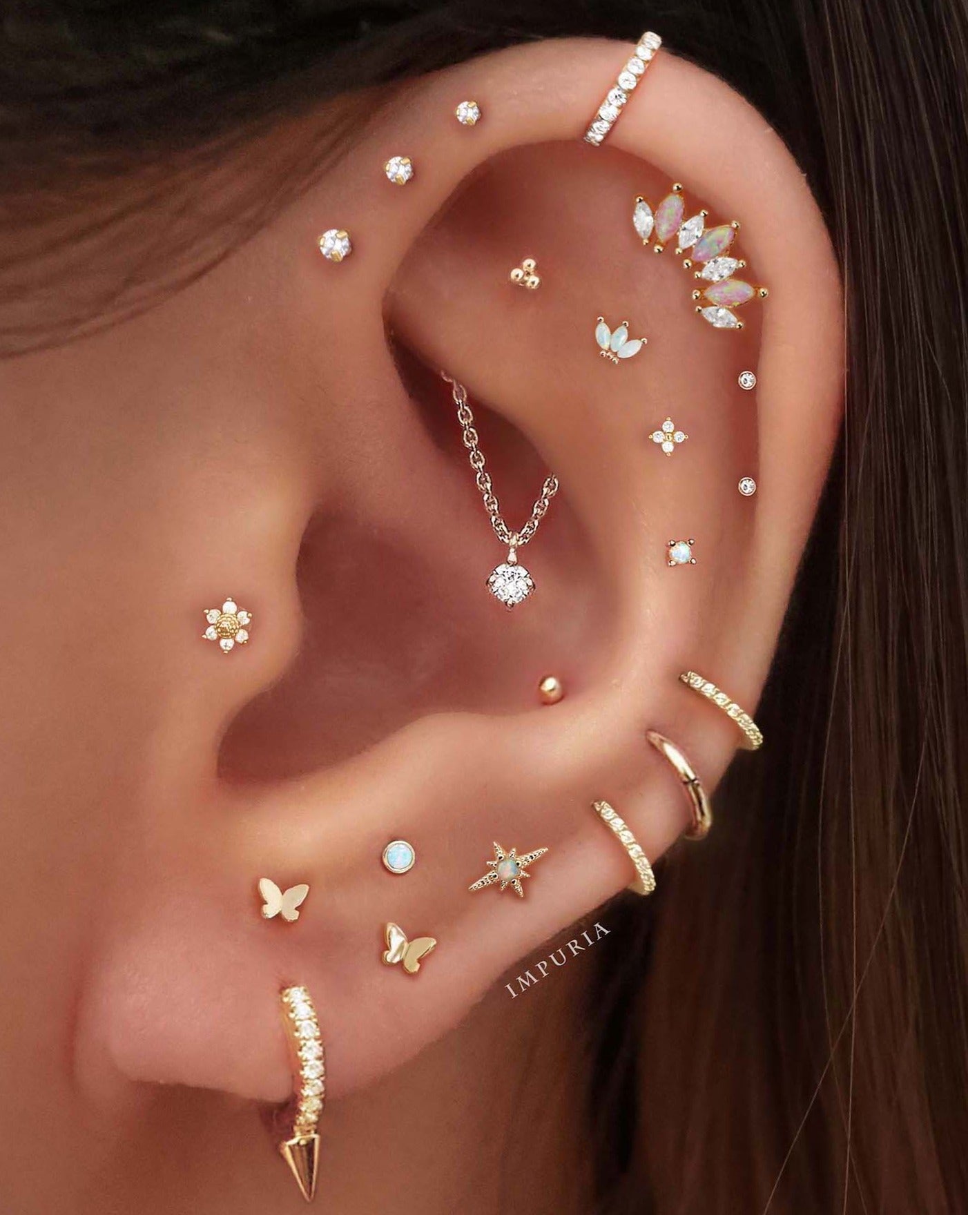 Opal cartilage earring stud multiple ear piercing curation ideas for women - www.Impuria.com #earpiercings