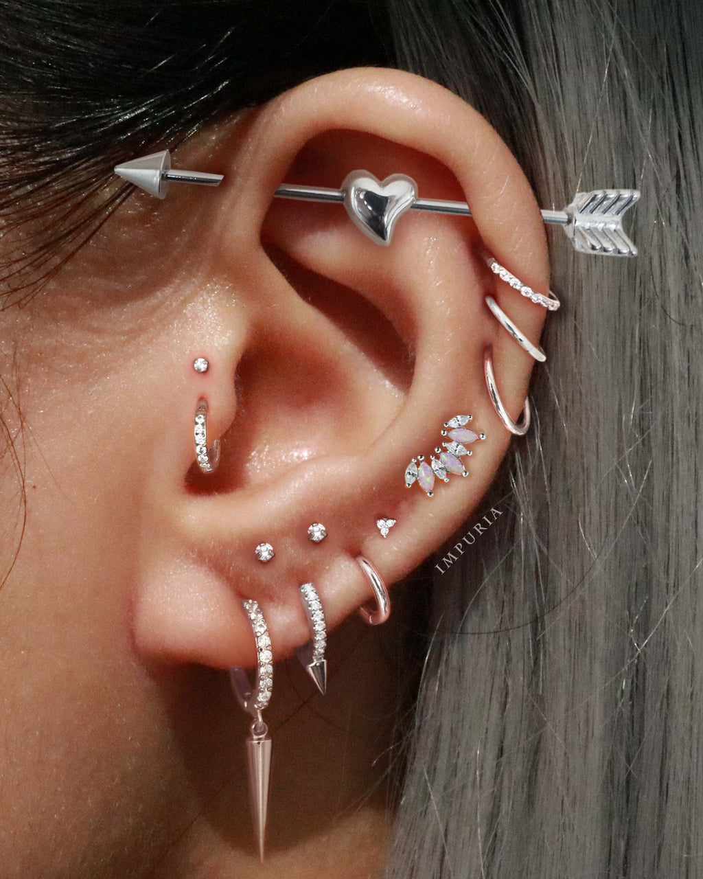 Piercing Jewelry Industrial Bar In Ear Heart Arrow Industrial