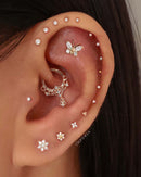 Simple all the way around multiple ear piercing ideas for women - stainless steel cartilage earring stud - www.Impuria.com