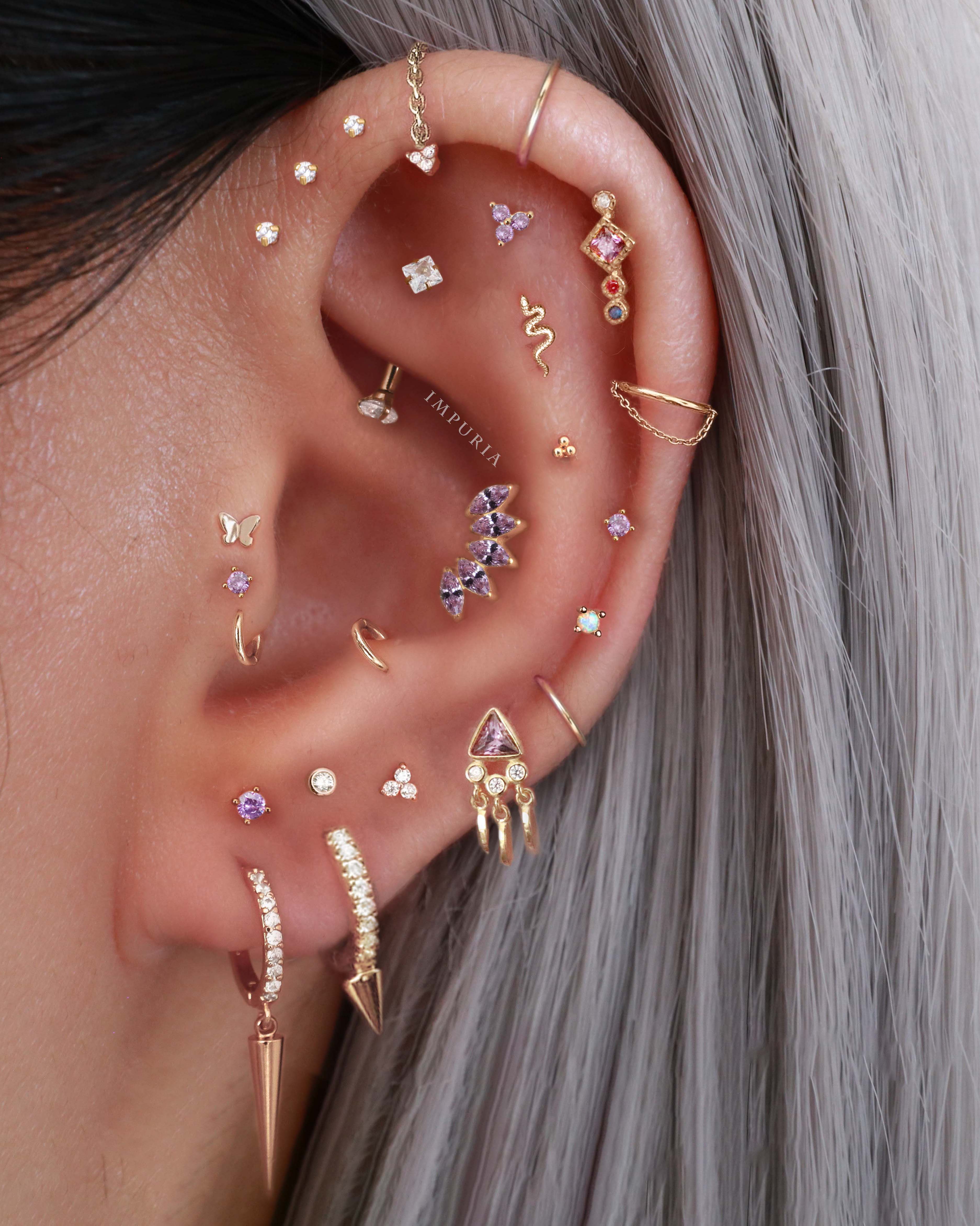 Delicate and lightweight titanium clicker hoop earrings – perfect for everyday cartilage and helix styling - www.Impuria.com