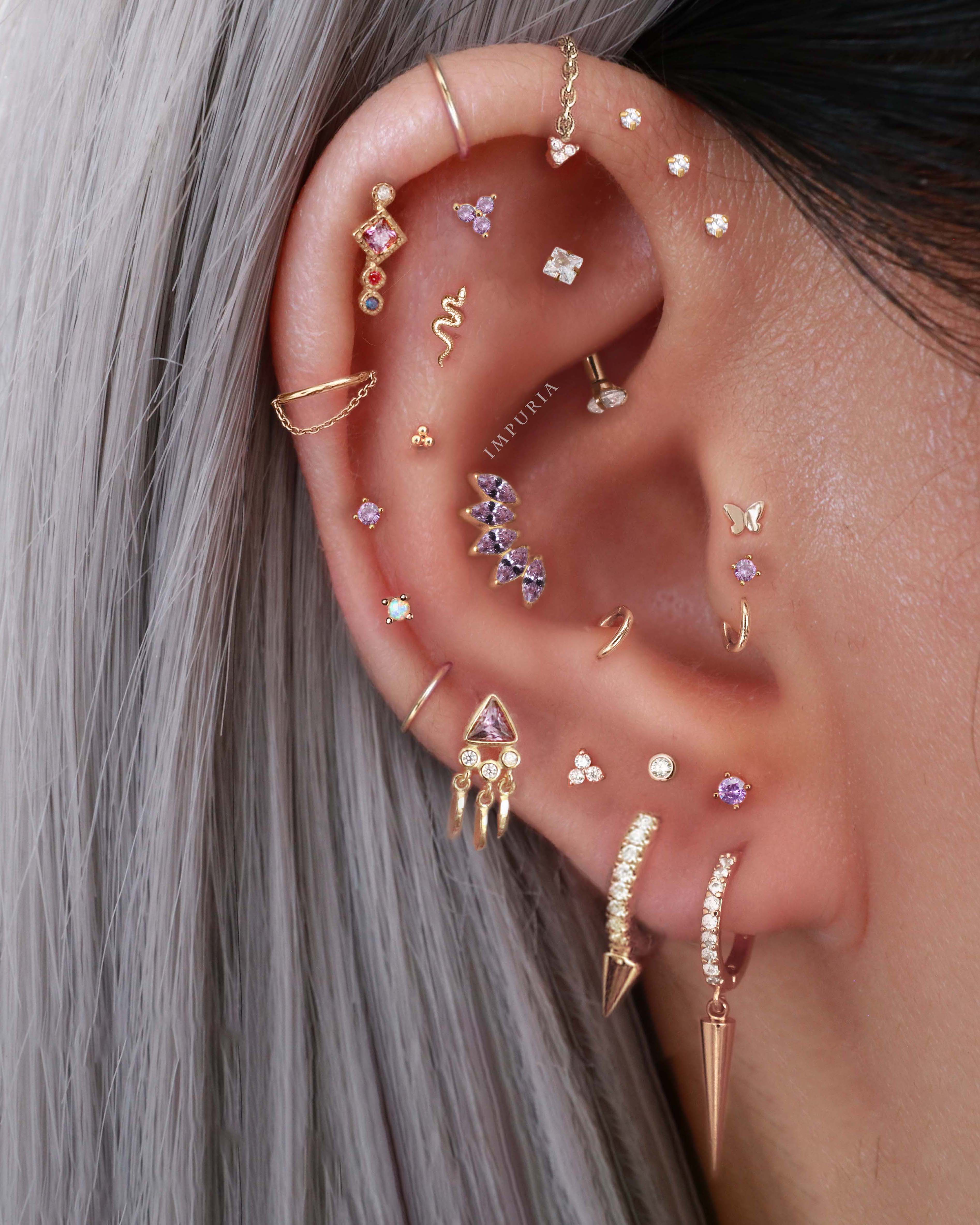 Eli Crystal Pave Single Spike Eternity Hoop Huggie Earrings