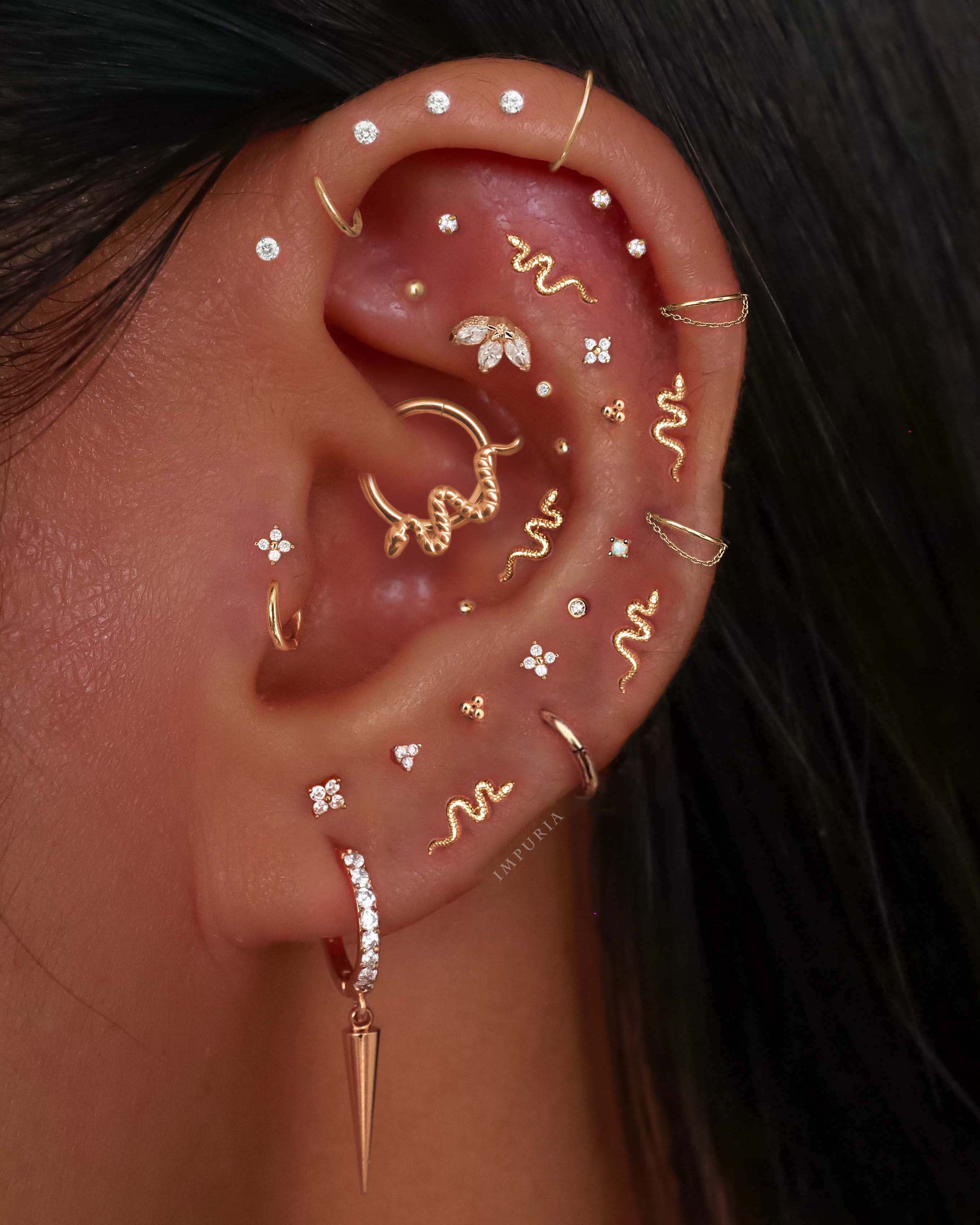 Triple Marquise Flat Back Earring Studs Bohemian Multiple Ear Piercing Curation Ideas for Women - www.Impuria.com