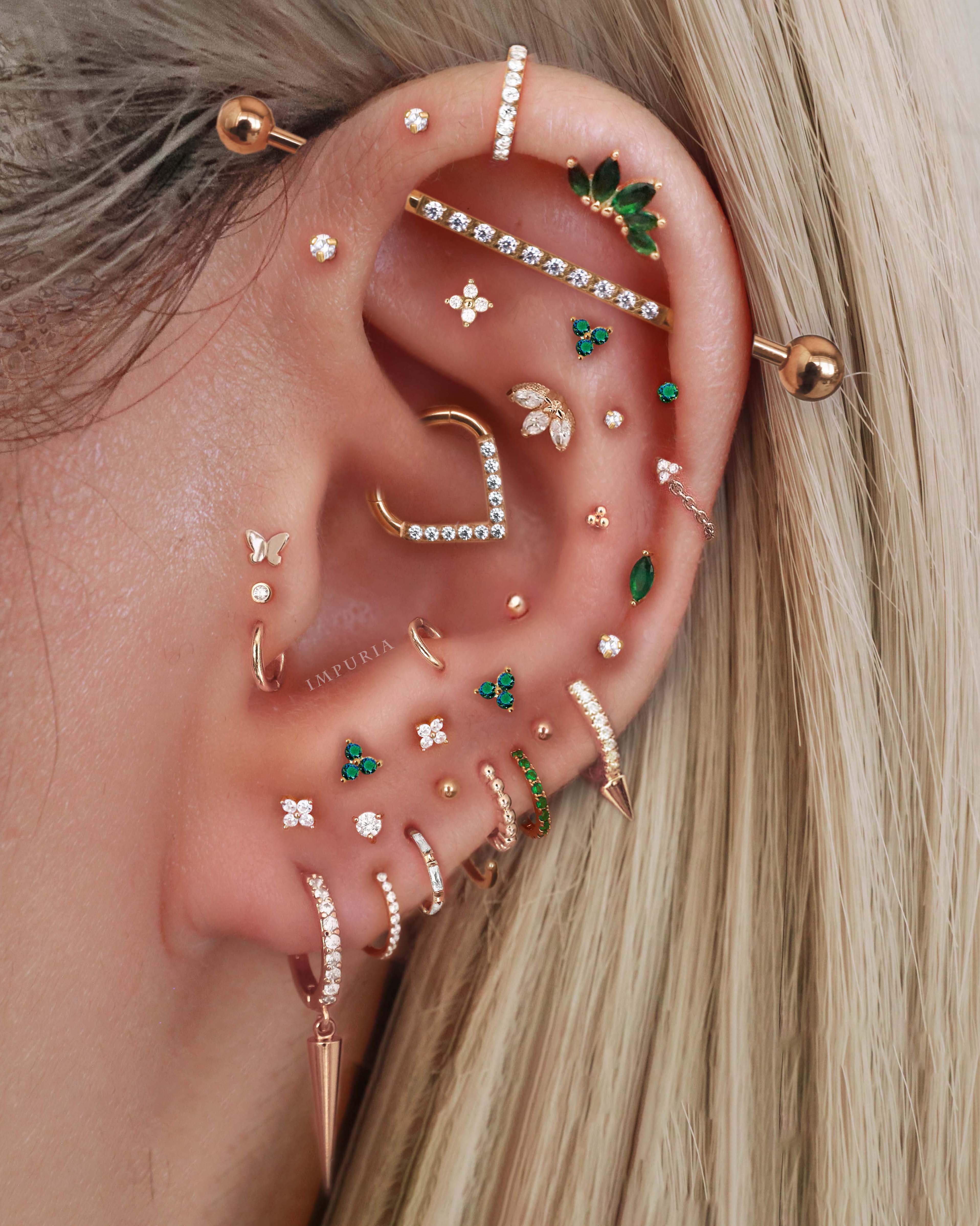 Edgy Multiple Ear Piercing Curation Stack Ideas for Women Gold Cartilage Earrings for Women - www.Impuria.com #earpiercings