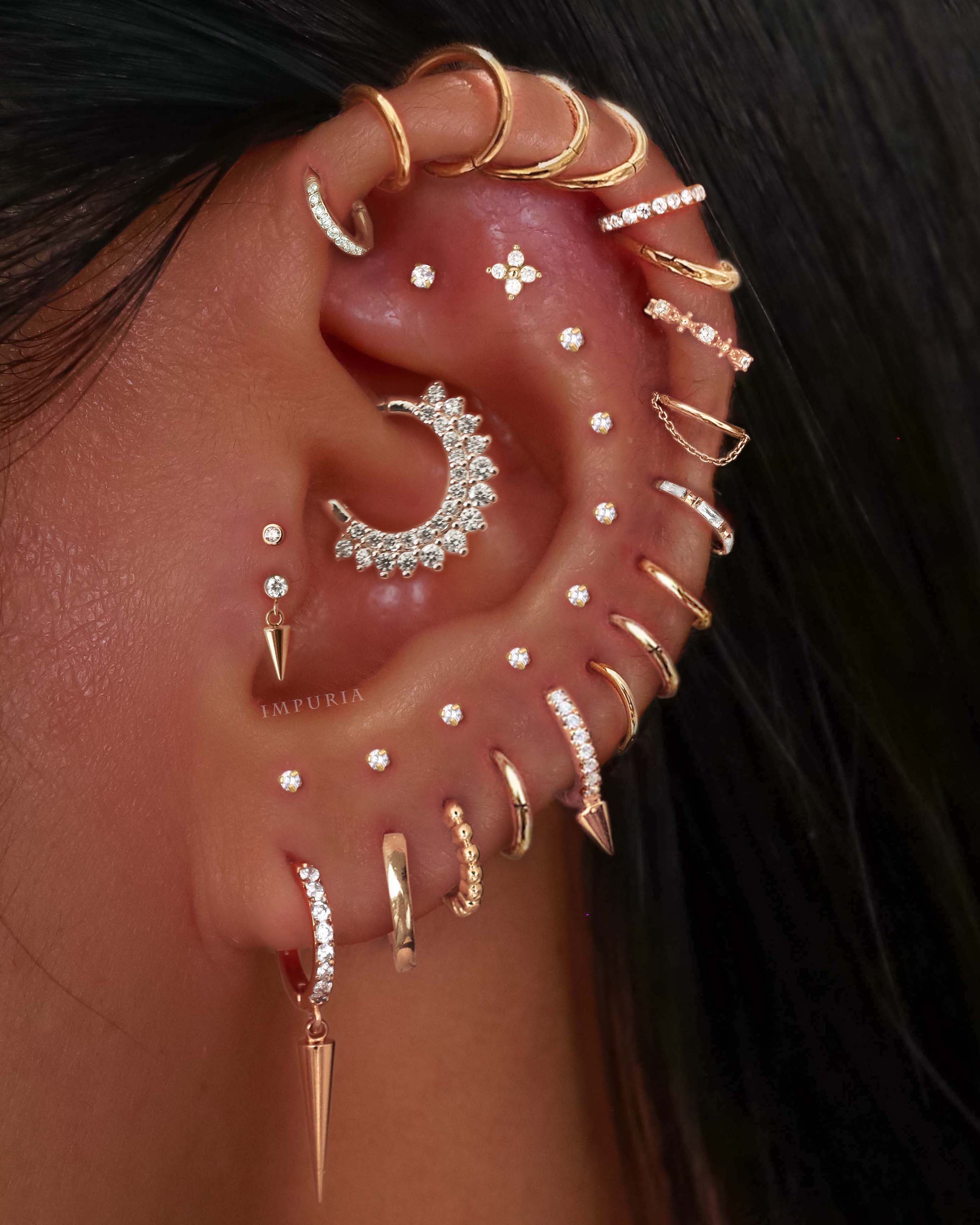 Ziv Thin Simple Hoop Ring Clicker Set in titanium – minimalist hoop earrings for cartilage, helix, and nose piercings