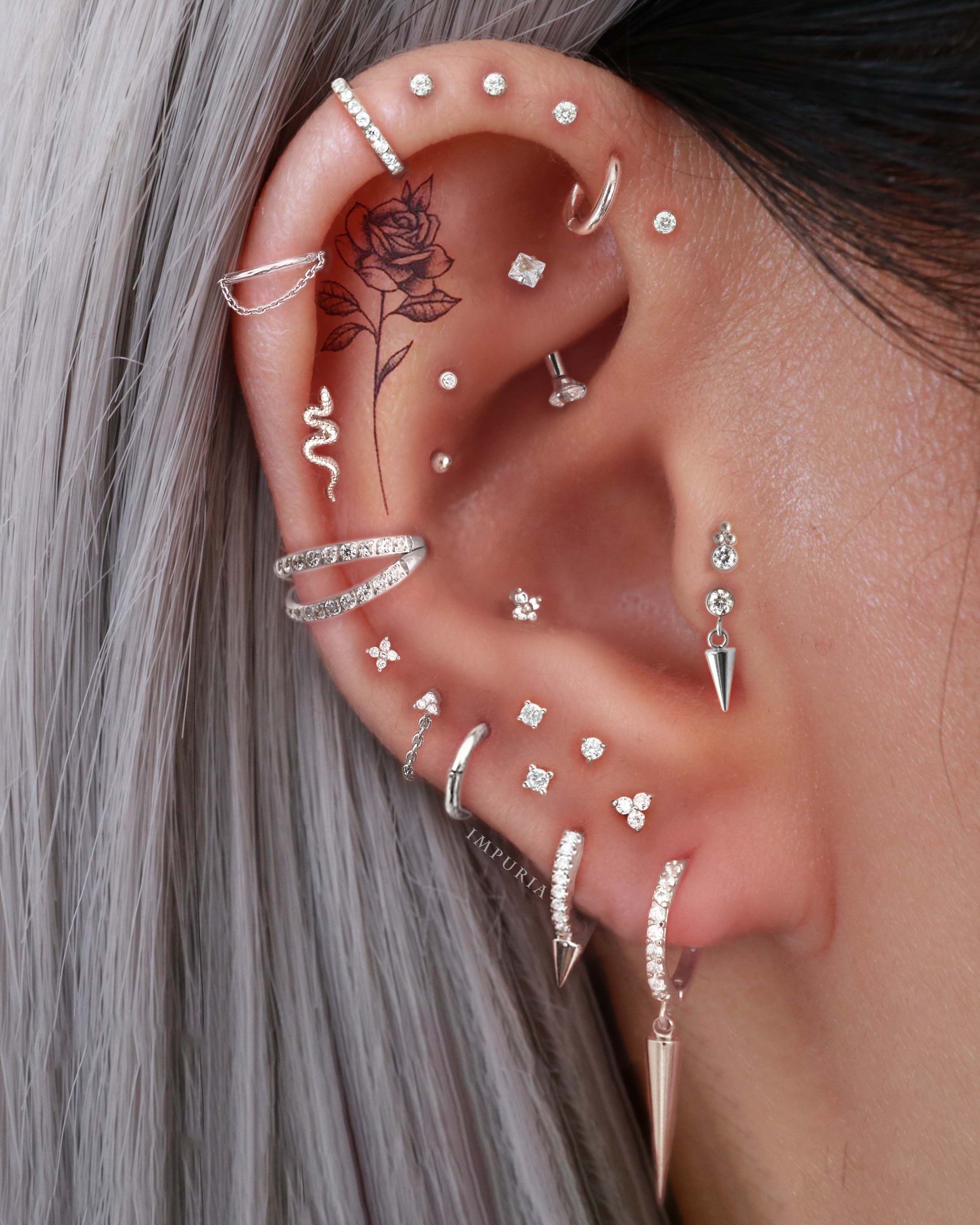 Eli Crystal Pave Single Spike Eternity Hoop Huggie Earrings