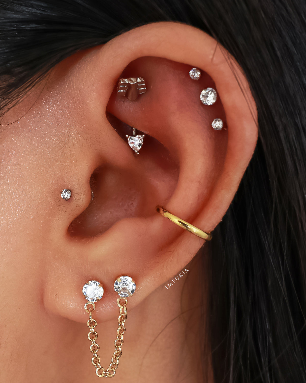 Simple Ear Piercing Curation Ideas Flat Back Helix Earring Stud - www.Impuria.com #earpiercings