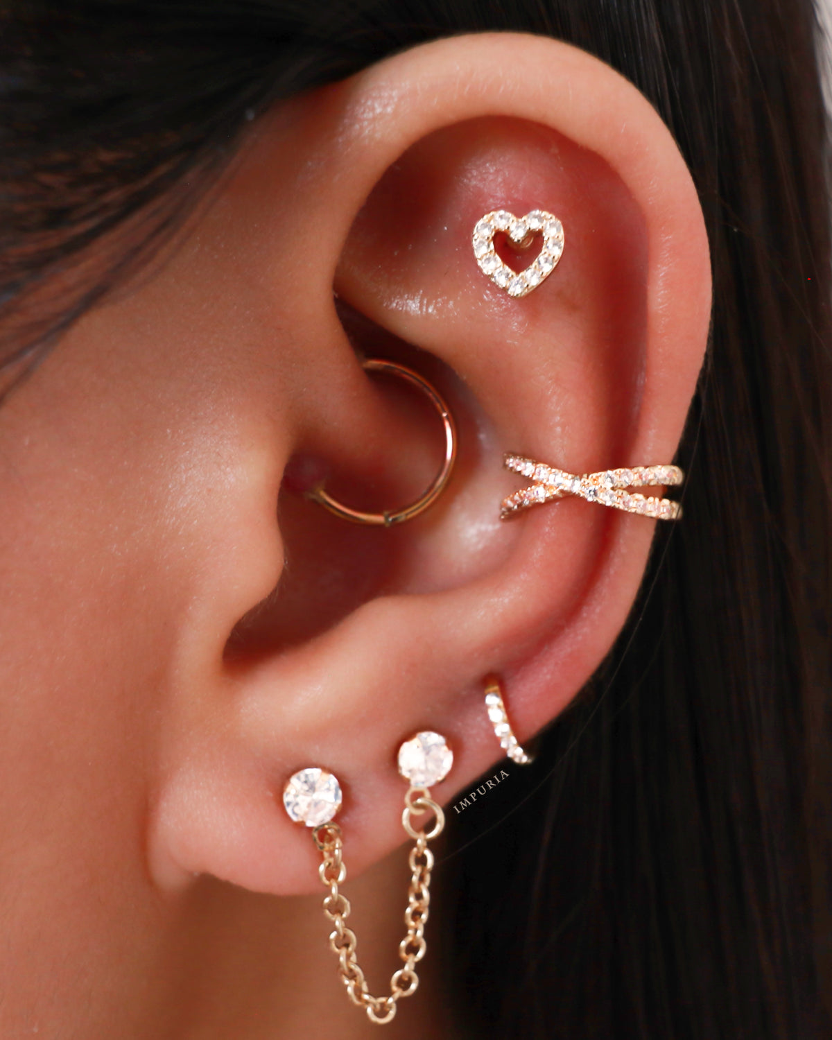 Pretty Multiple Ear Piercing Curation Ideas for Women Flat Back Earring Stud 16G - www.Impuria.com #eapiercing