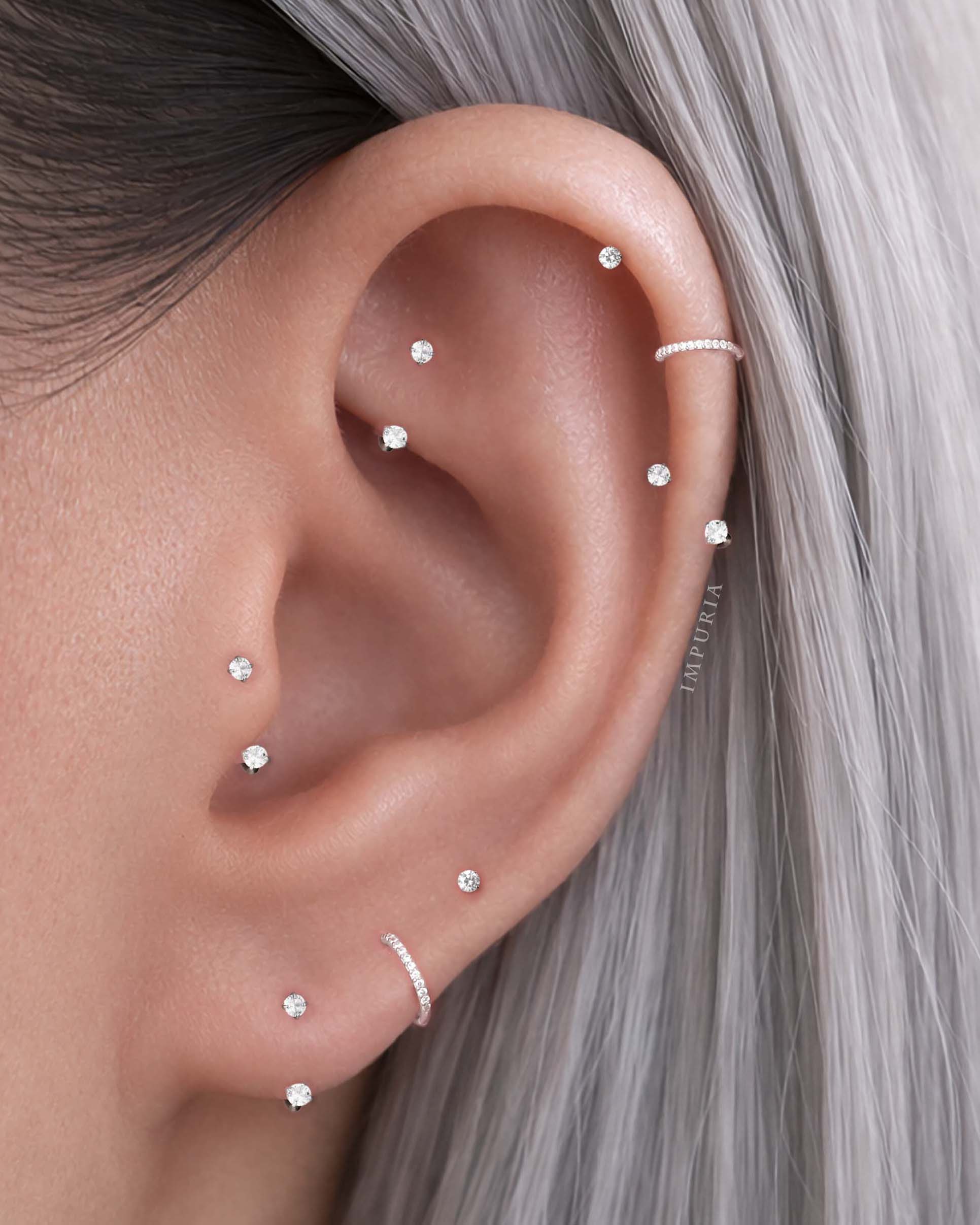 best minimalist flat back hoop horseshoe earring set ear piercing set in surgical stainless steel