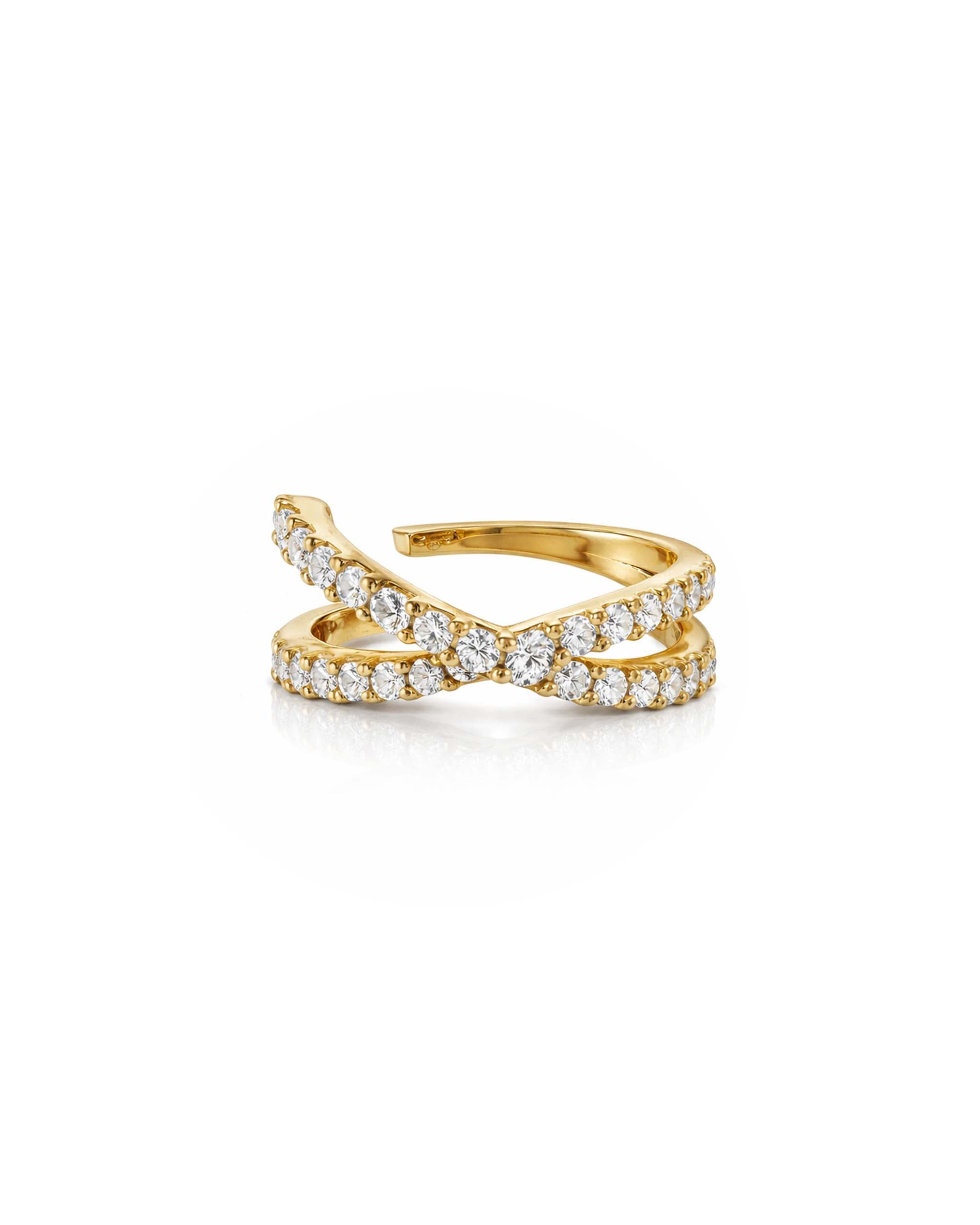 Olivia Criss Cross Ear Cuff Earring in Gold in Sterling Silver