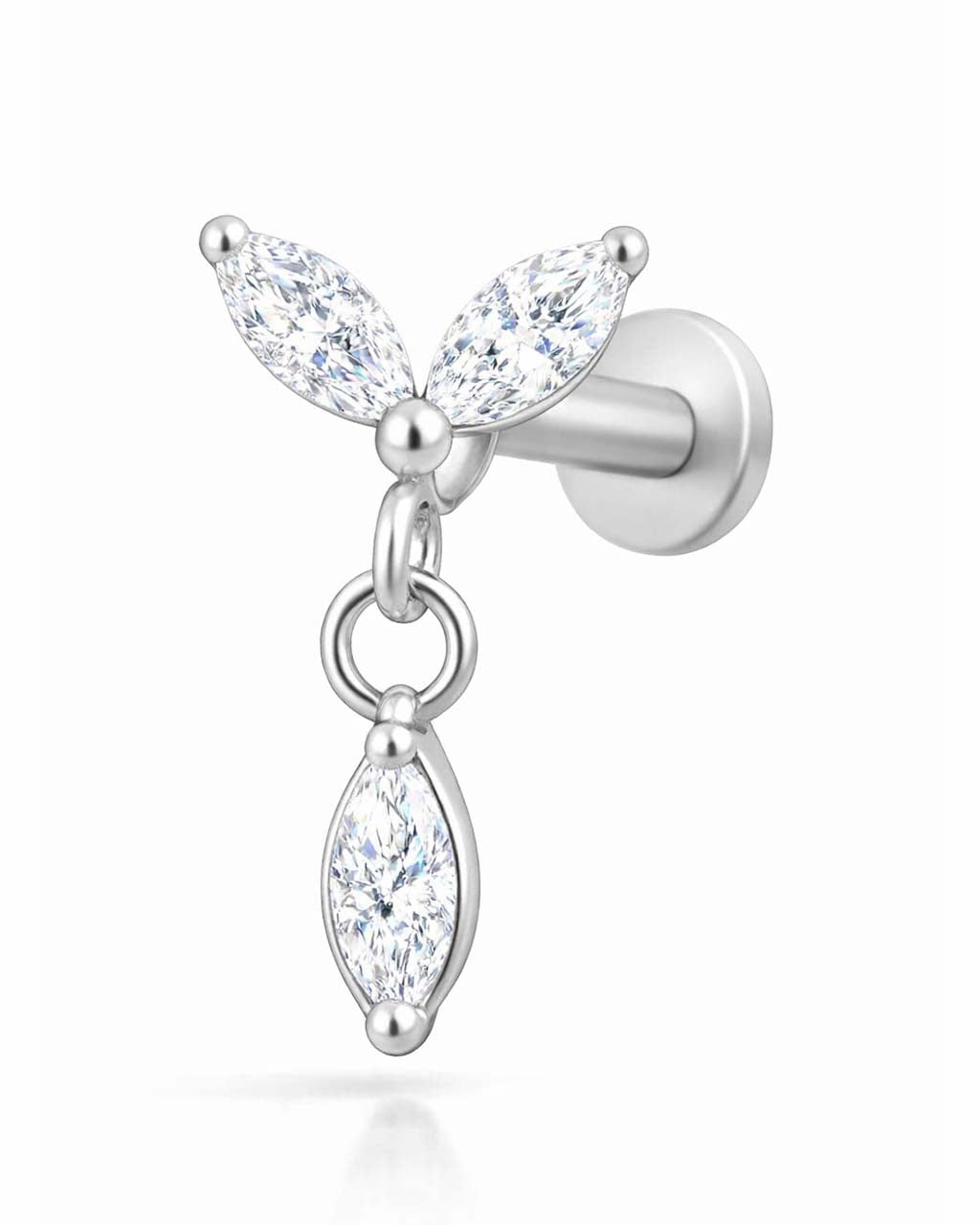 Sage Marquise Drop Flat Back Stud Earring