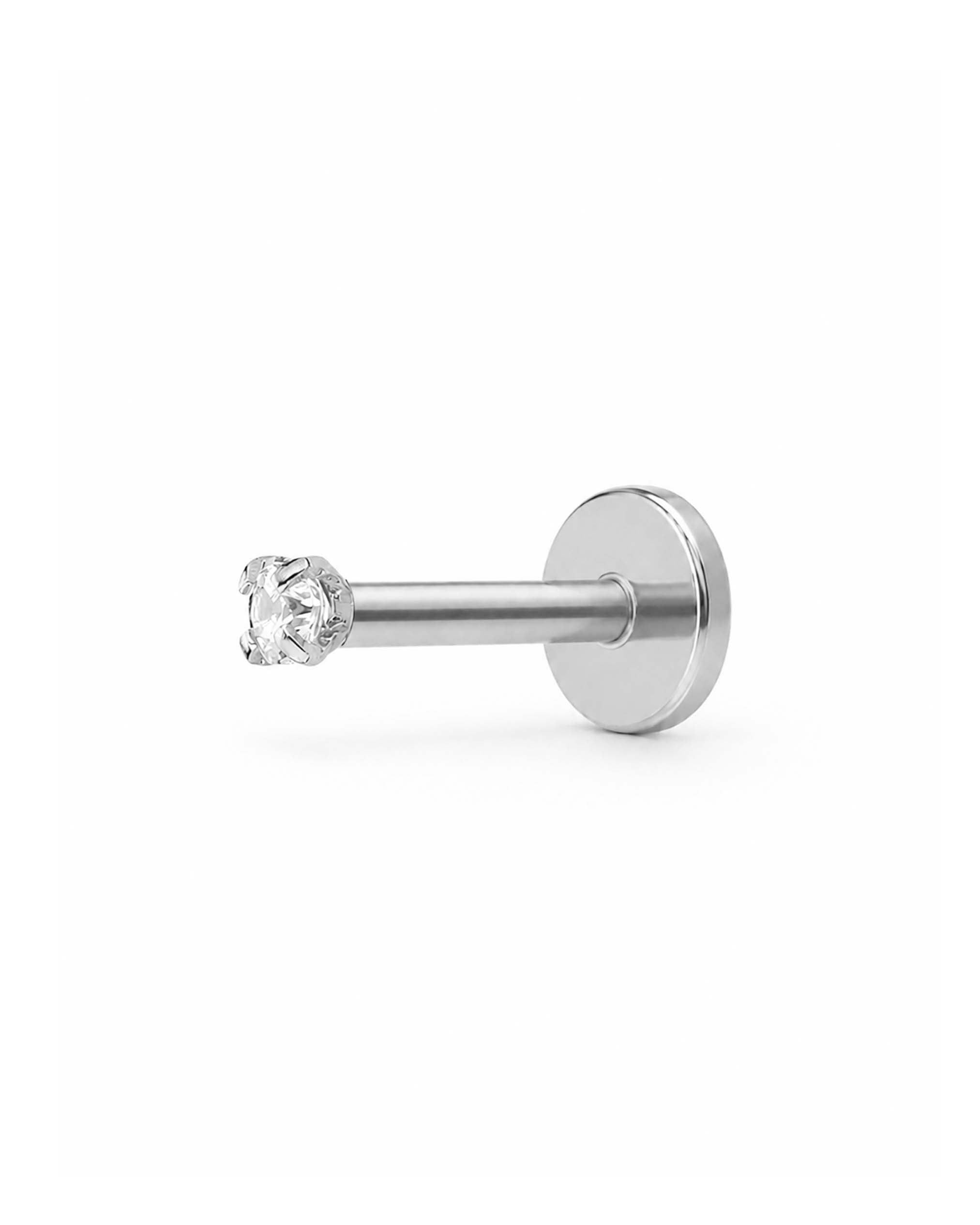 sparkle flat back earring stud for cartilage piercing jewelry in silver