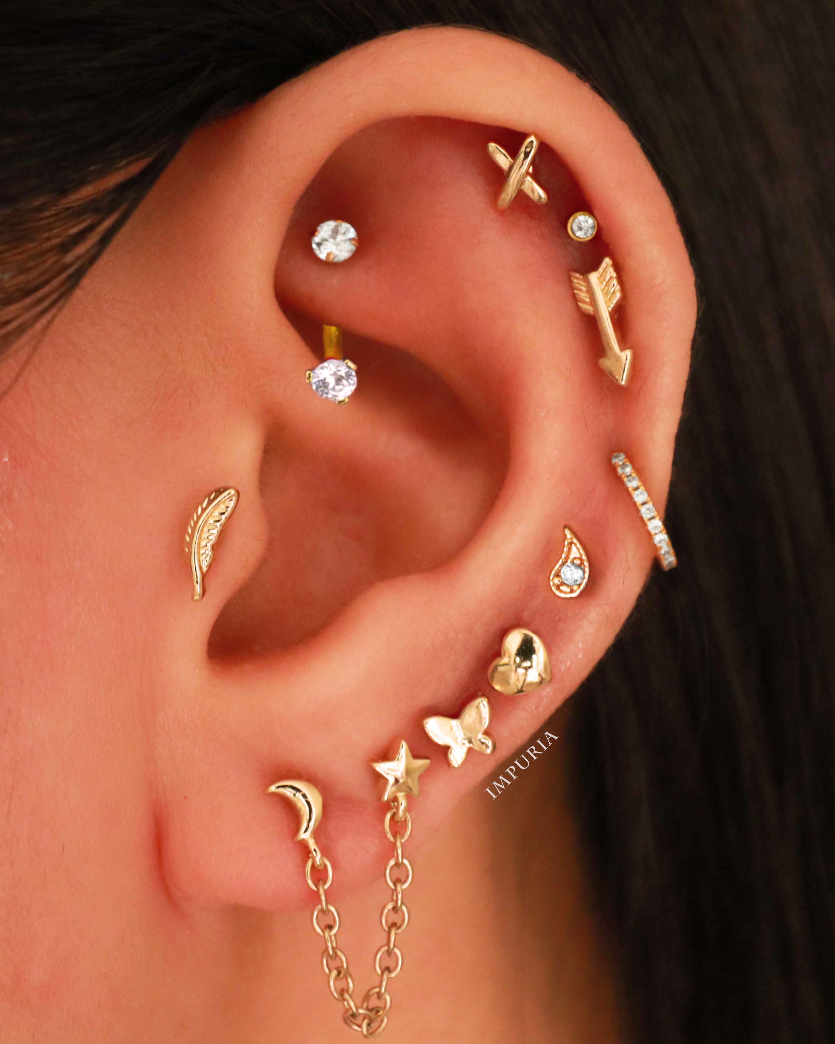Cute Multiple Ear Piercing Heart Cartilage Helix Earring Studs - ideias fofas de piercing na orelha - www.Impuria.com