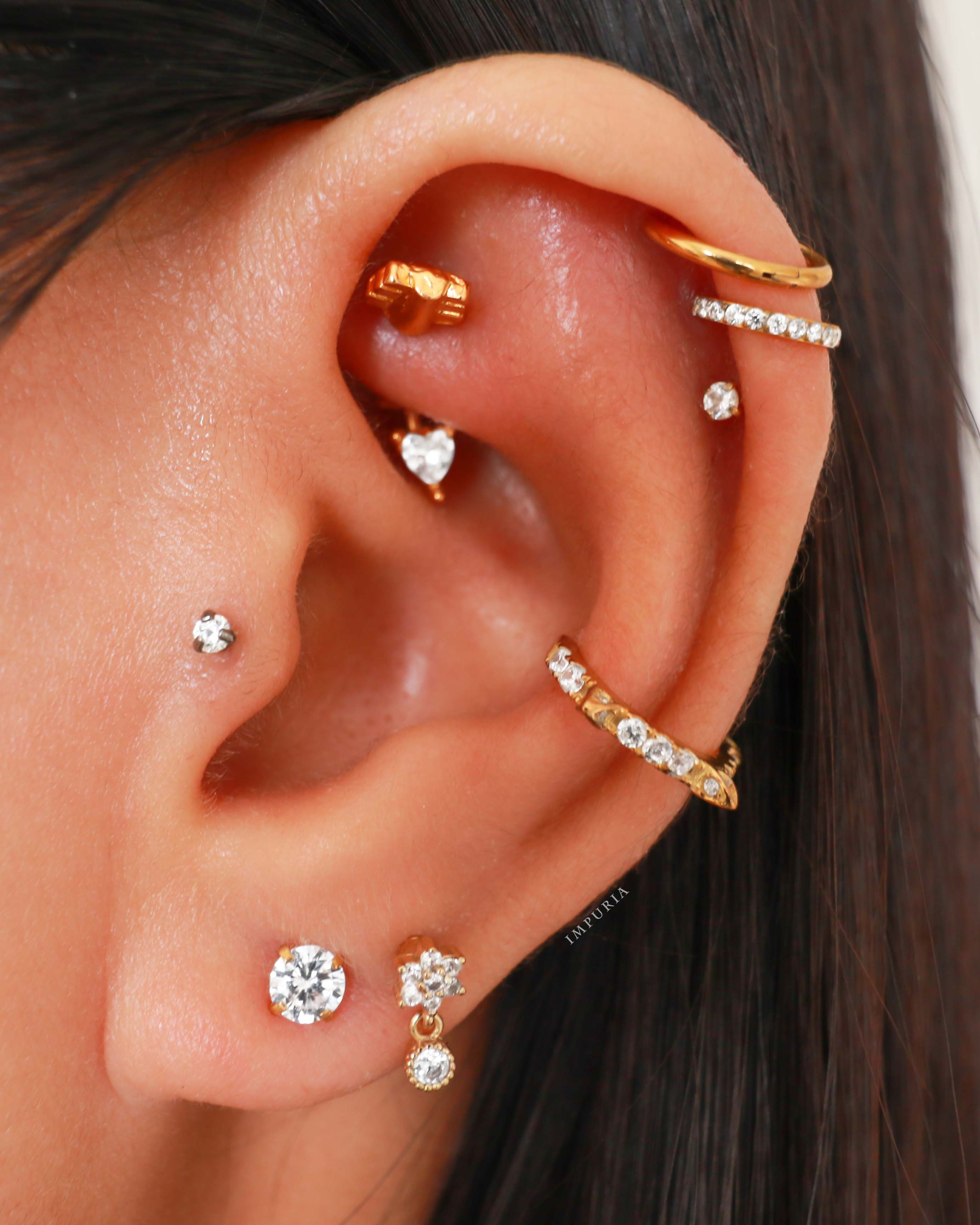 Simple Crystal Cartilage Helix Ear Piercing Earring Stud - www.Impuria.com