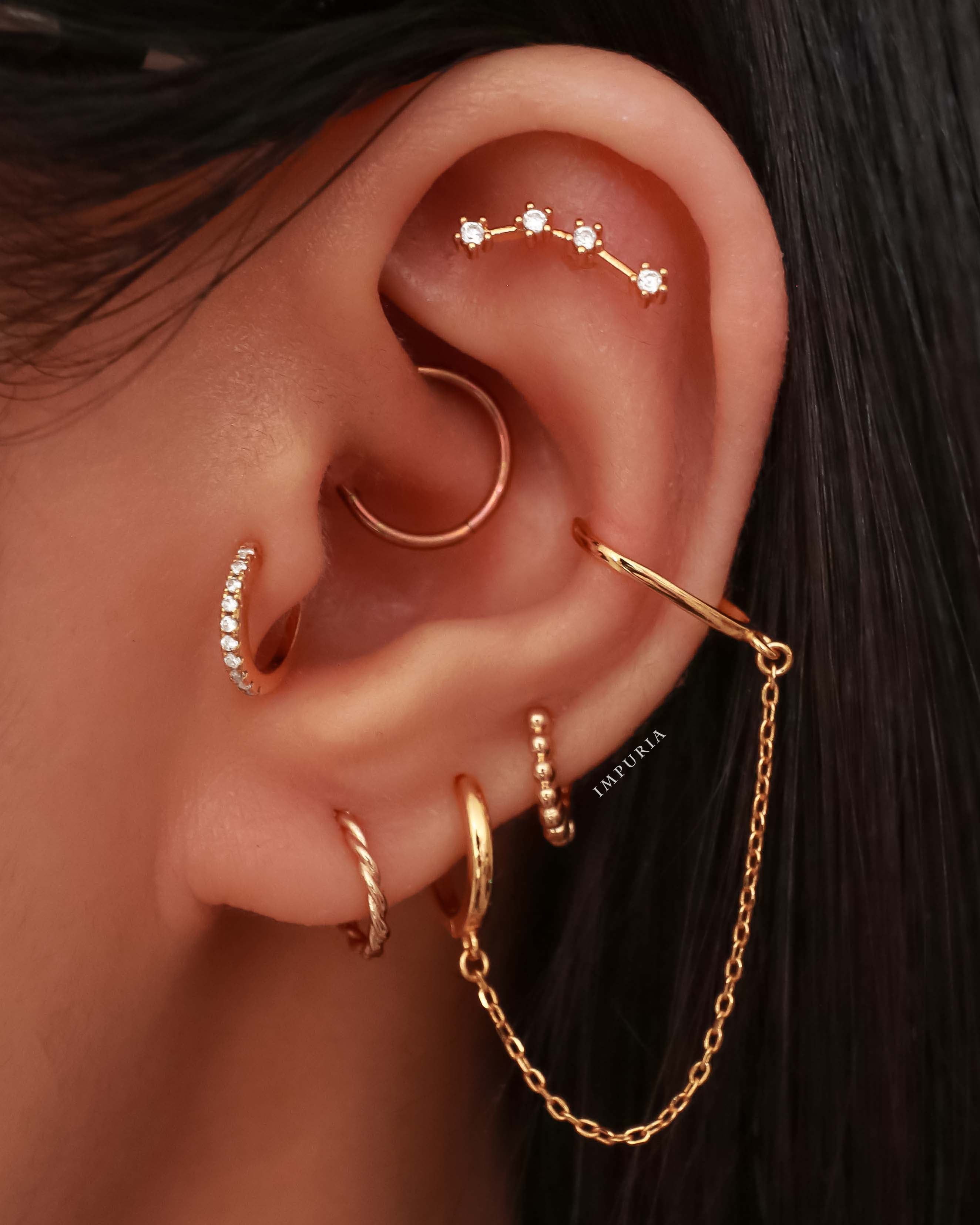 Cute Constellation Flat Ear Piercing Jewelry Ideas Star Cartilage Helix Earring Stud - ideias fofas de piercing na orelha - www.Impuria.com